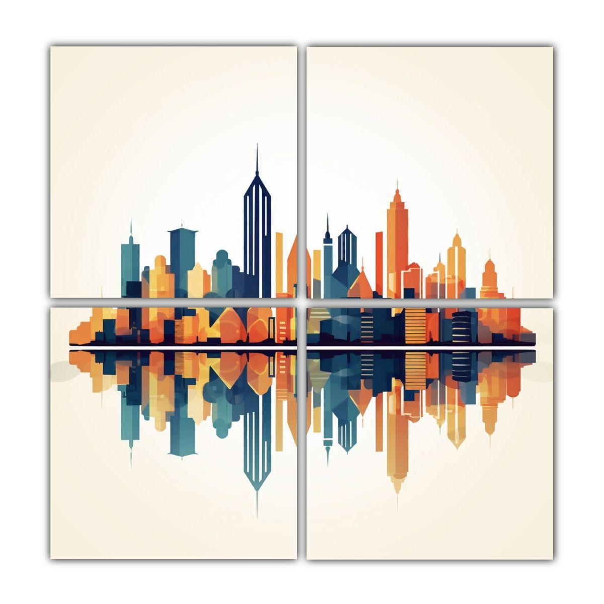 Paisaje Urbano Simplificado En Lienzo 140x140 Cm-0