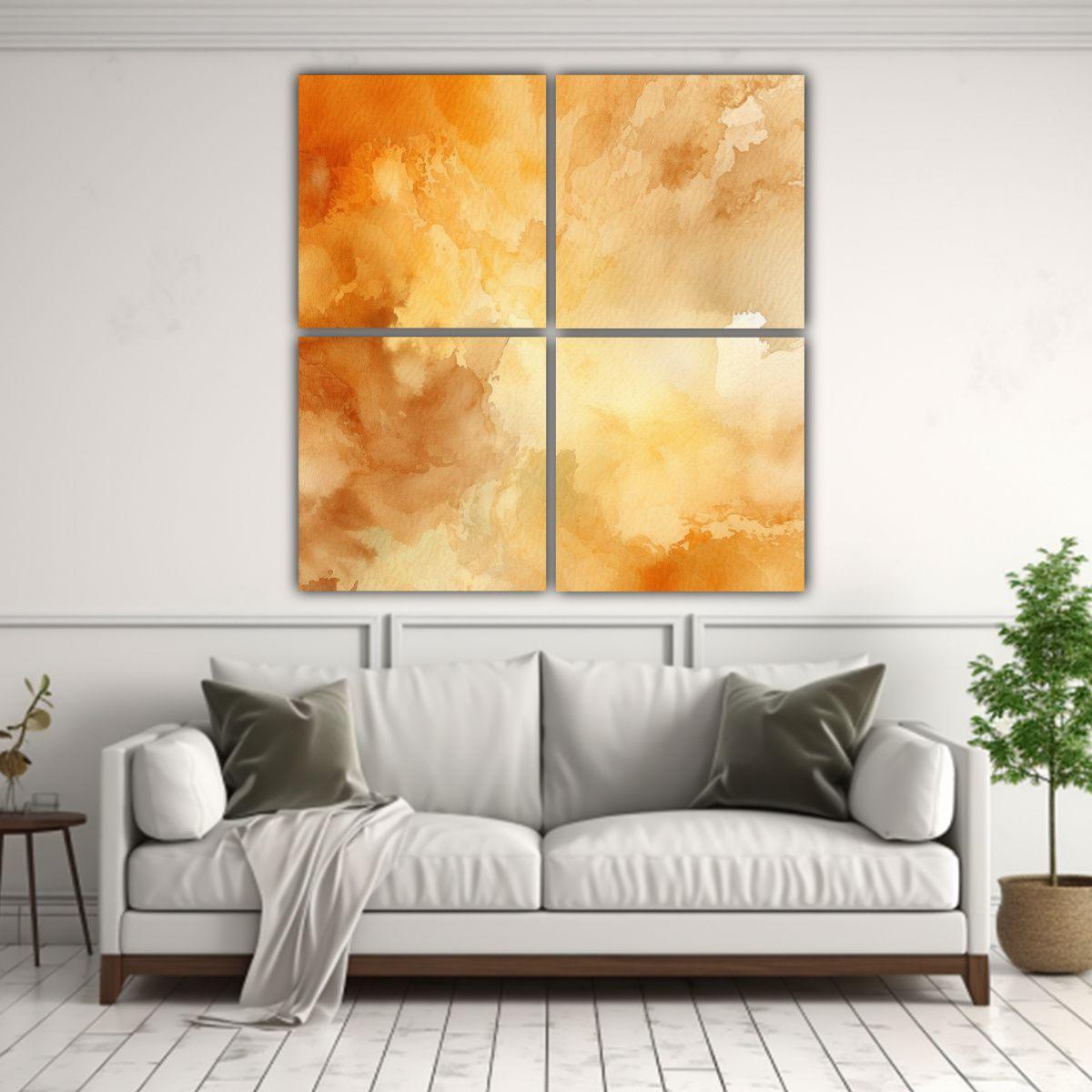 Cuatro Cuadros Modernos Para Cuarto Con Fondo De 120x120 Cm-2