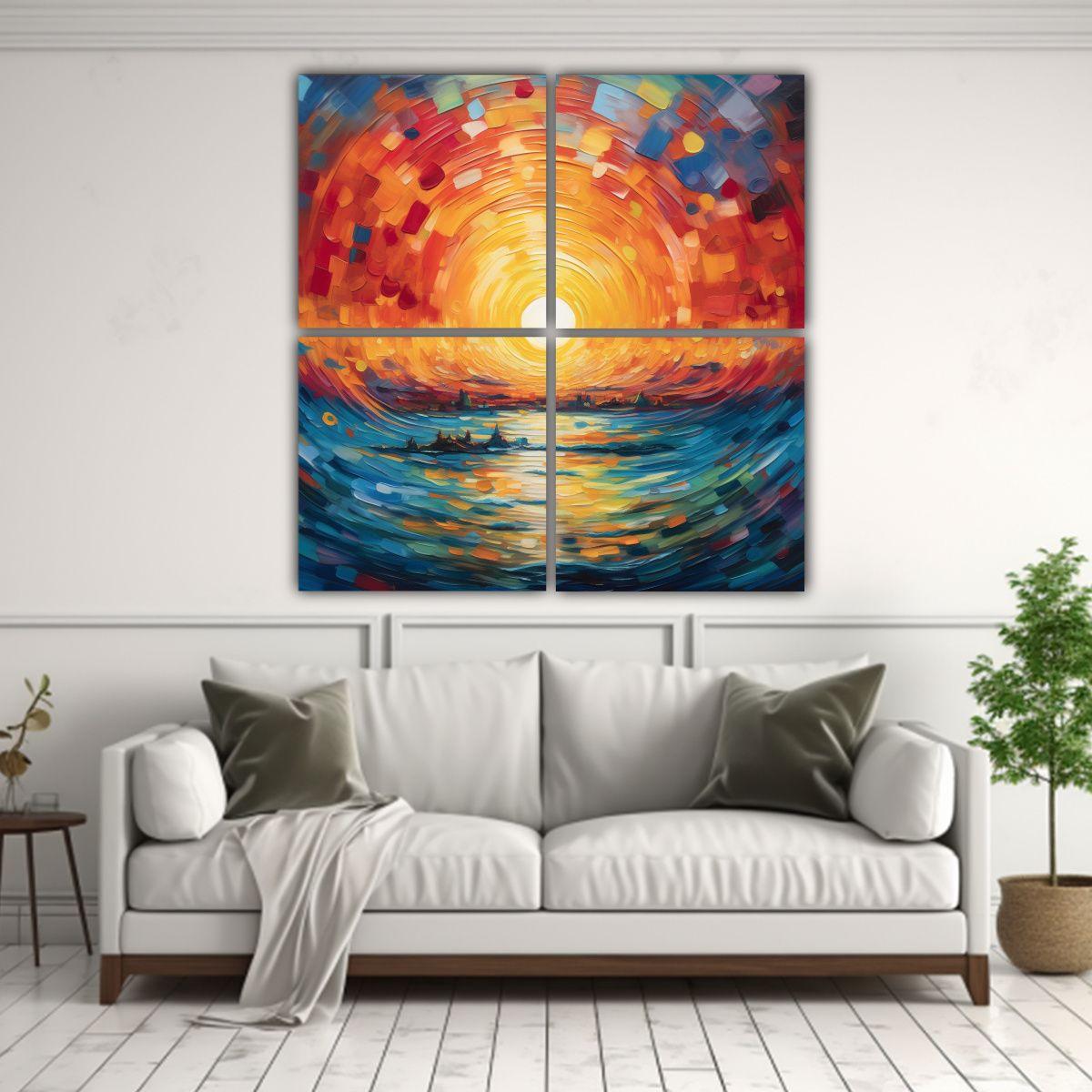 Cuatro Cuadros Tonos Esquema Inspirado En La 200x200 Cm-2
