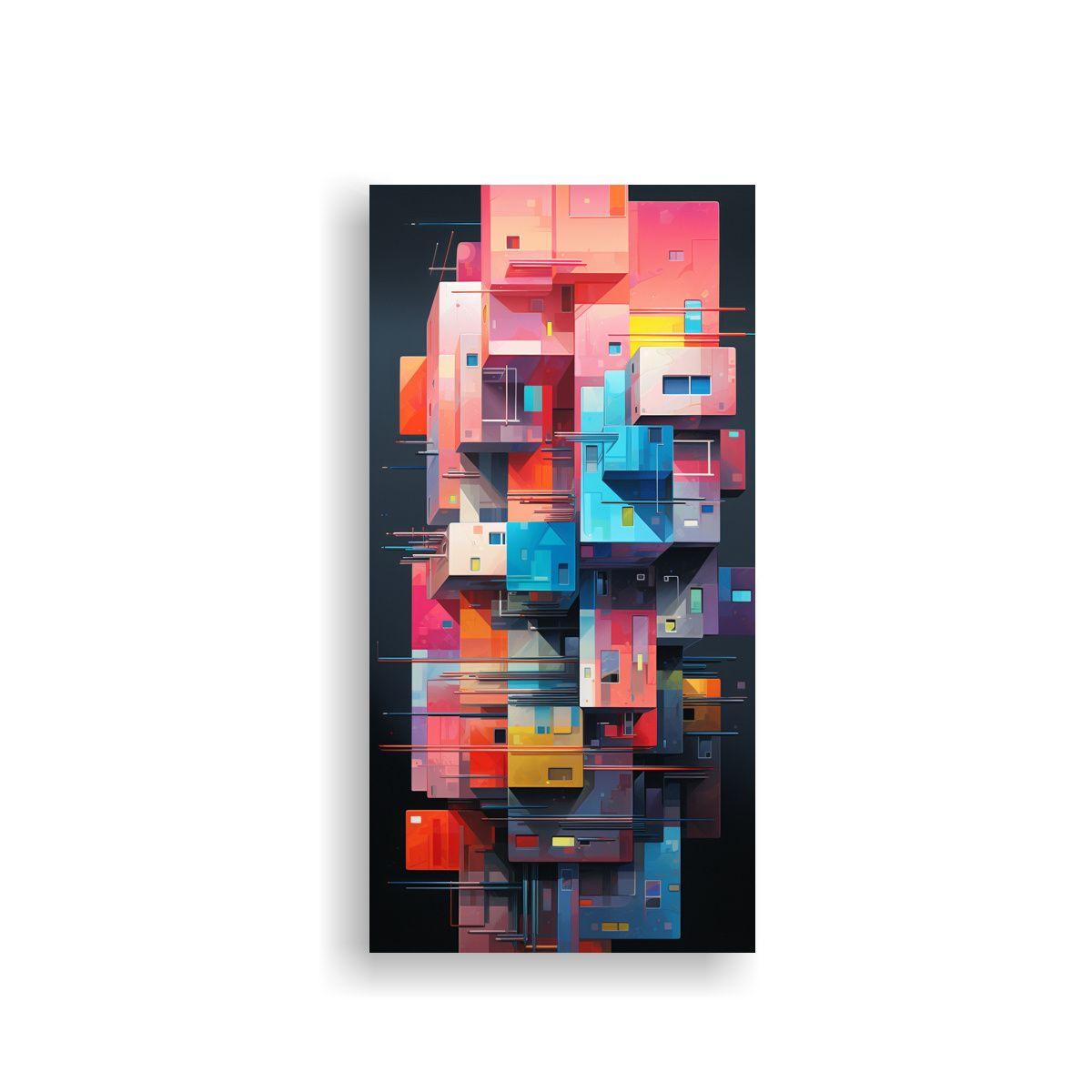 Cuadros Abstractos De Edificios En Lienzo 50x100cm-0