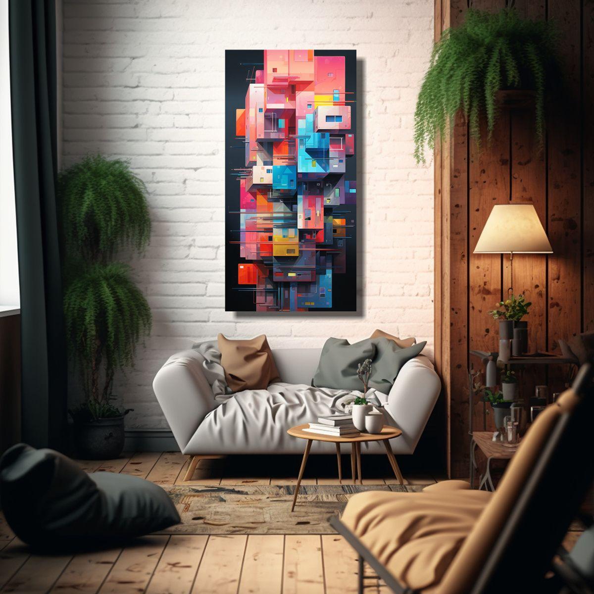 Cuadros Abstractos De Edificios En Lienzo 50x100cm-2