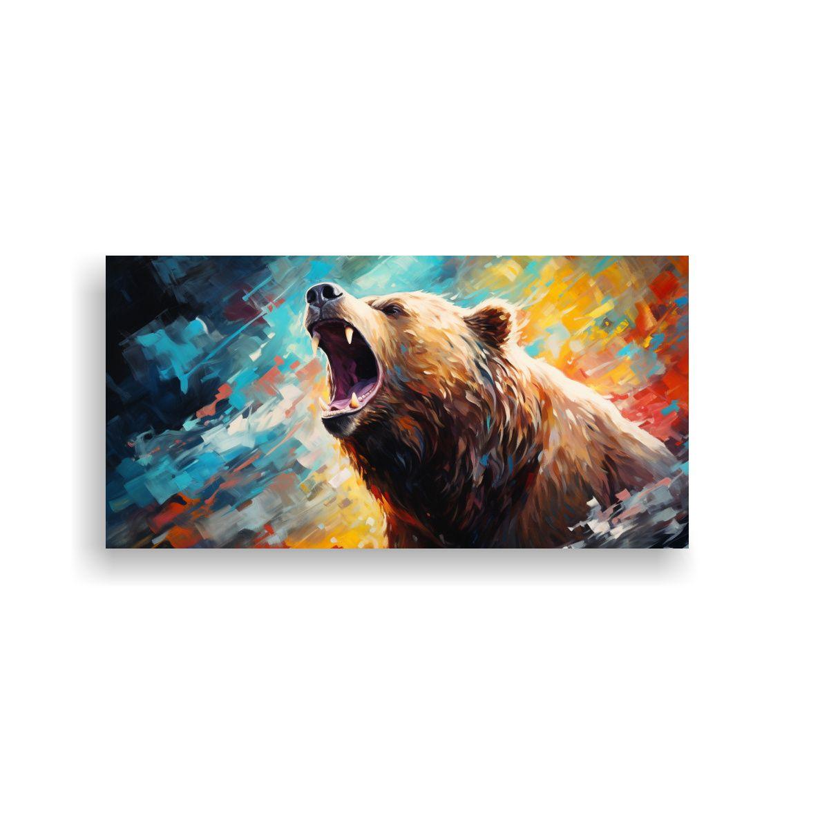 Pintura Al Estilo óleo De Estilo Oso Pardo En Lie 60x30cm-0