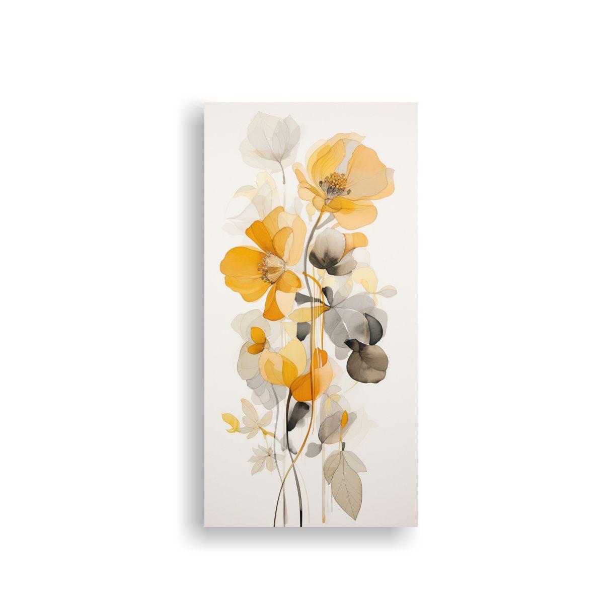 Dibujo Floral En Acuarela Sobre Fondo Blanco 80x160cm-0