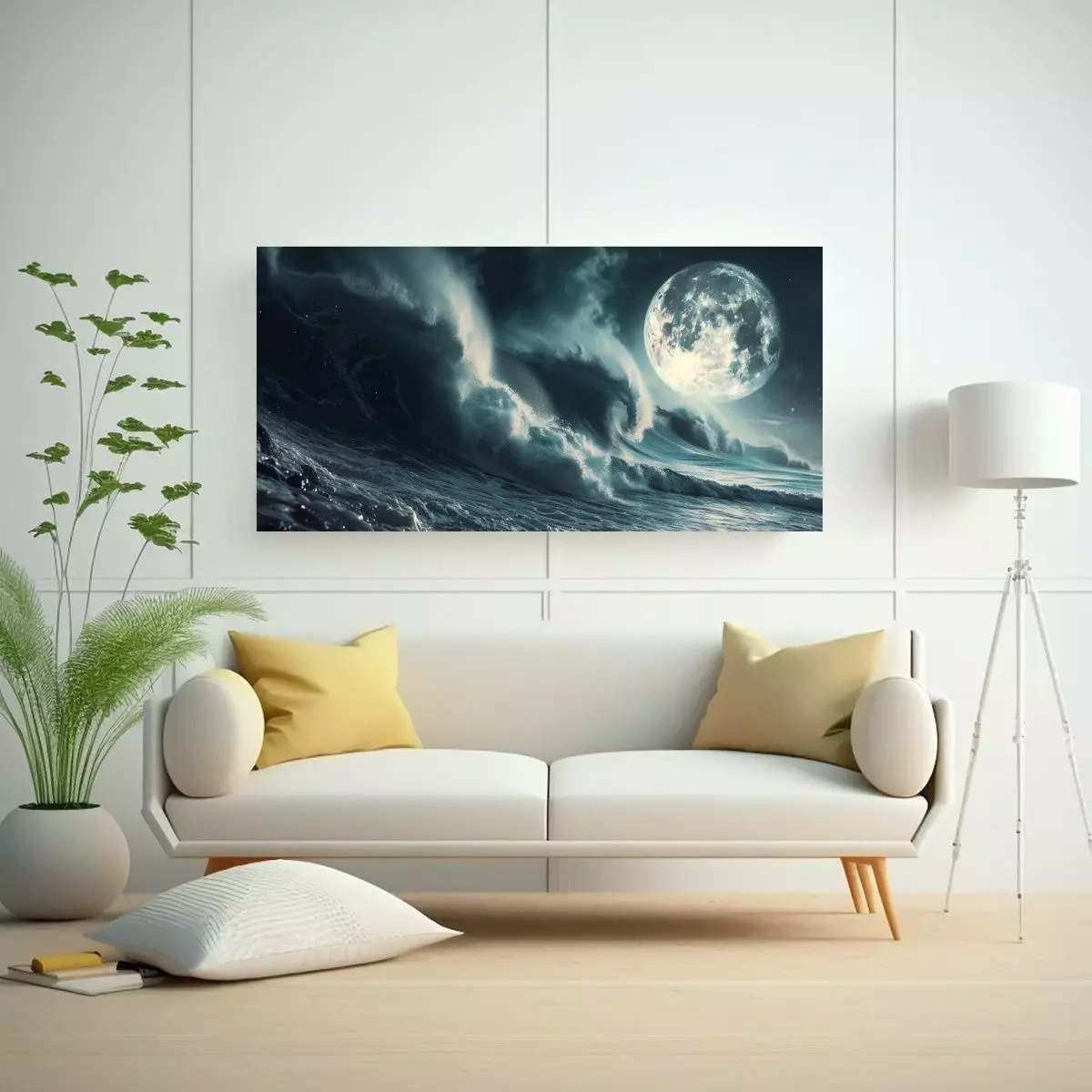Pintura Decorativa: Colisión Lunar Con La Tierra 120x60cm-2
