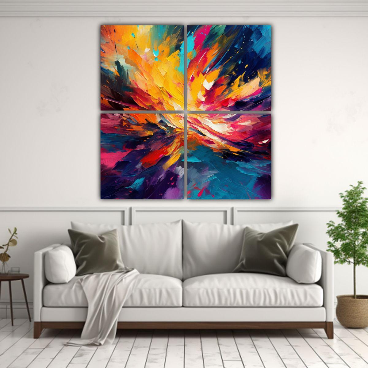 Pinturas Abstractas Vibrantes De Colores Vivos En 200x200 Cm-2