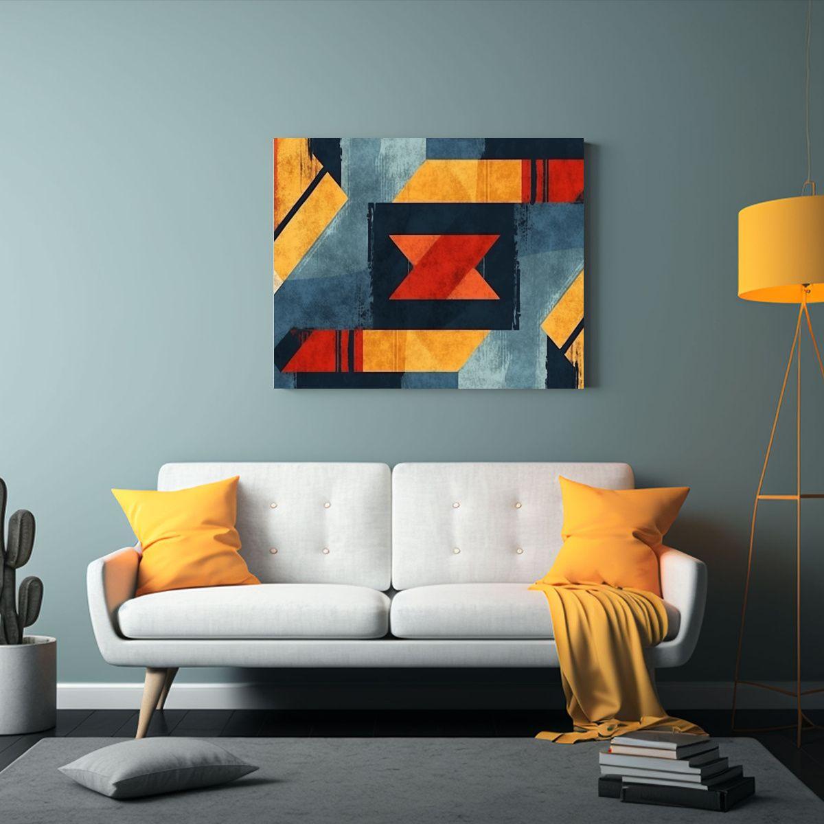 Patrón Geométrico Africano Con Efecto De Grunge 65x50cm-2
