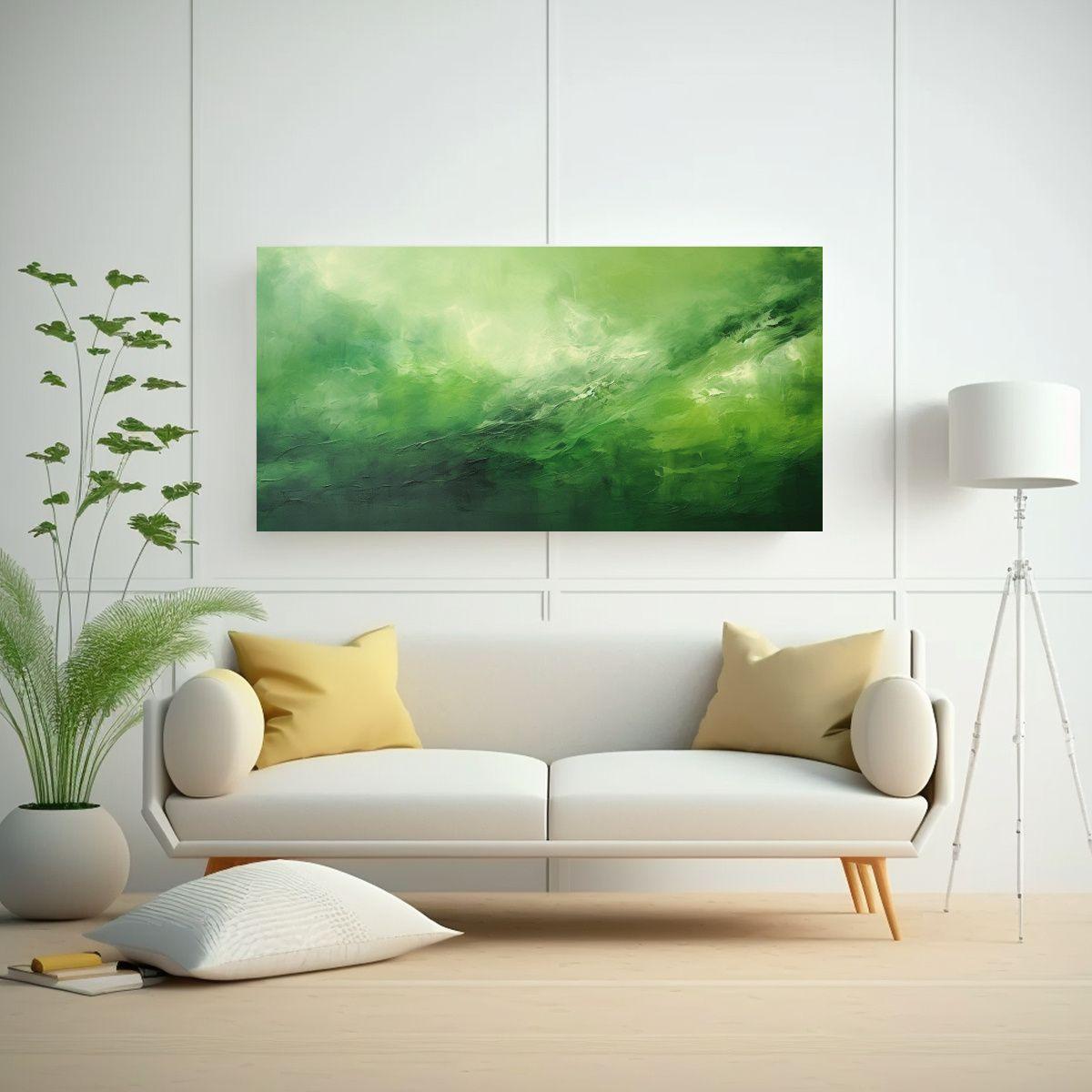 Pintura Abstracta Paisaje Verde Vitalidad 40x20 Cm-2