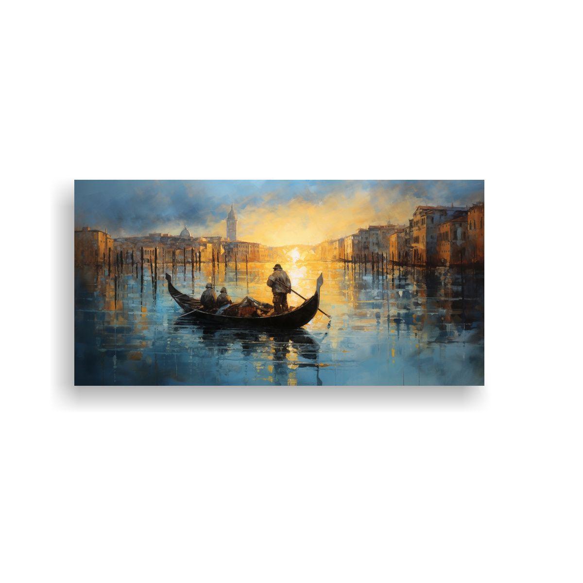 Pintura Abstracta Góndola Veneciana Vibrante 160x80cm-0