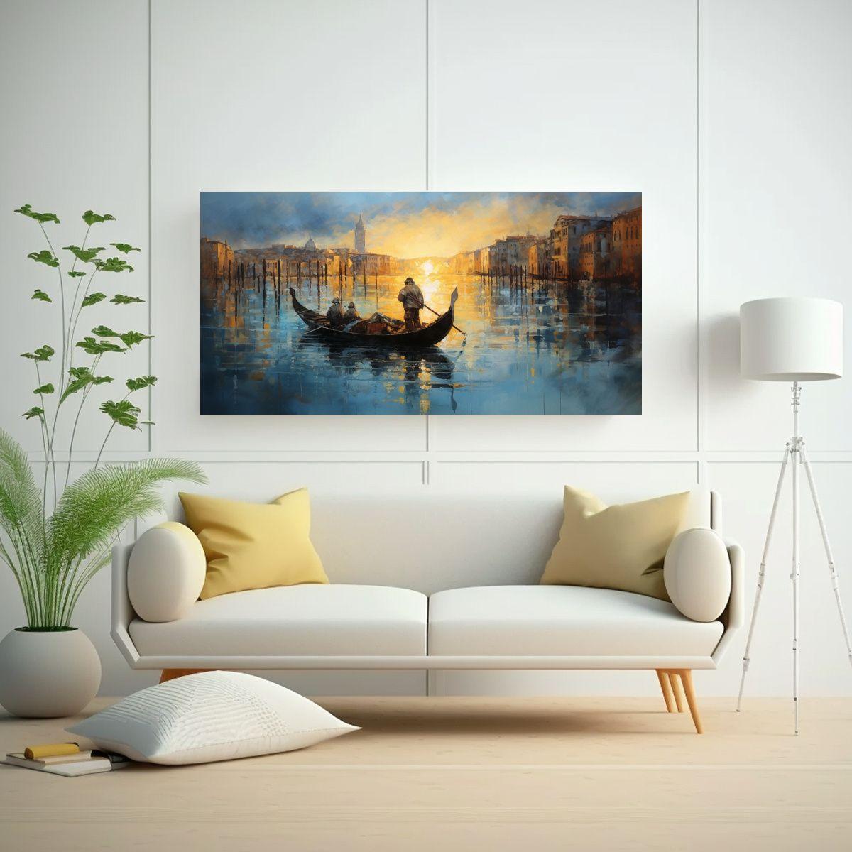 Pintura Abstracta Góndola Veneciana Vibrante 160x80cm-2