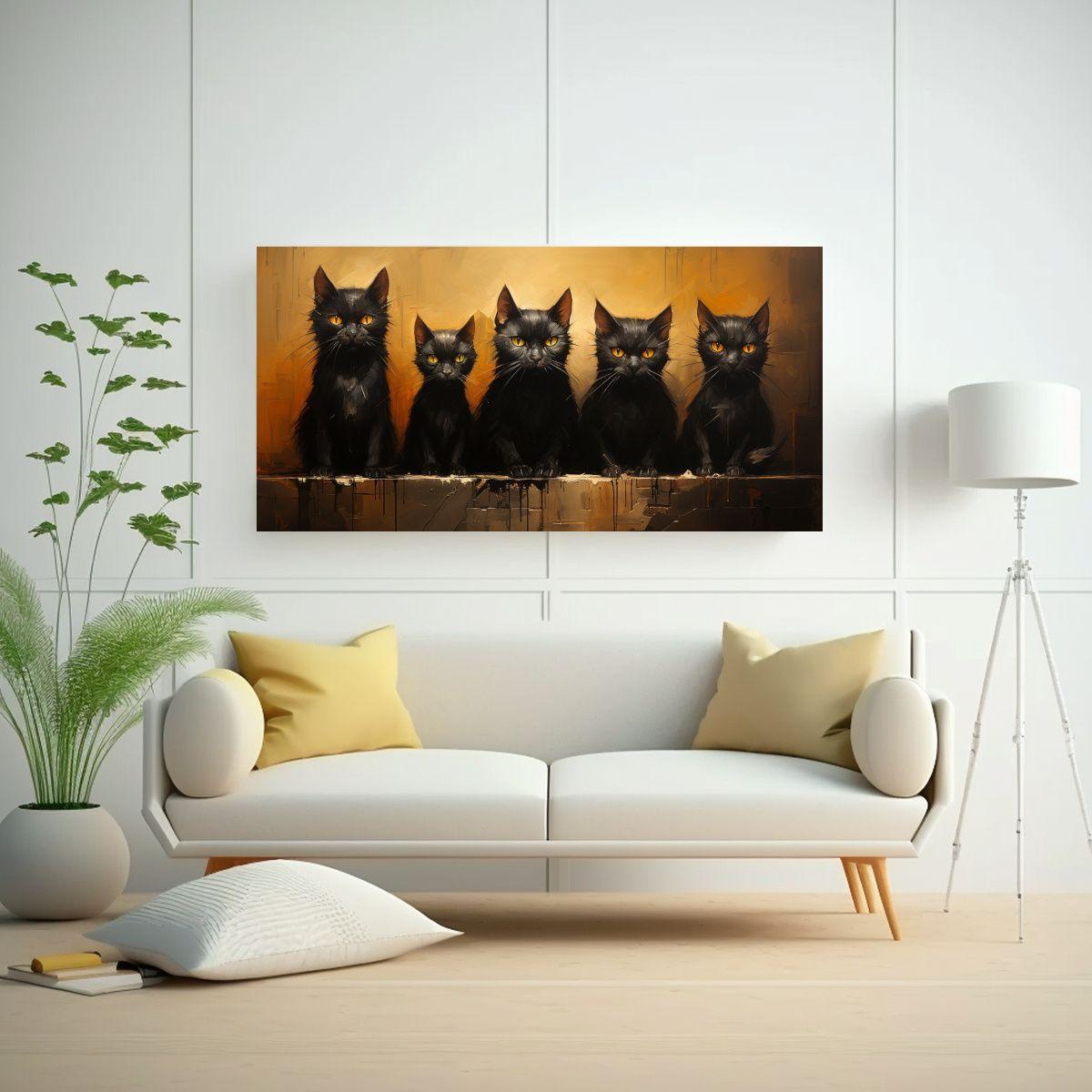 Pinturas Decorativas De Alta Calidad: Gatos 80x40cm-2