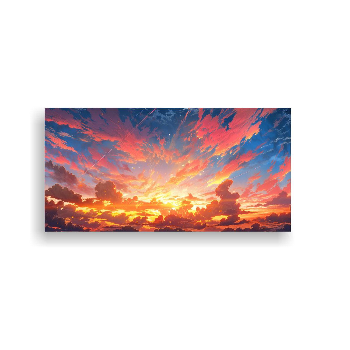 Cuadro Abstracto Amanecer Con Colores Para Decorar 120x60cm-0
