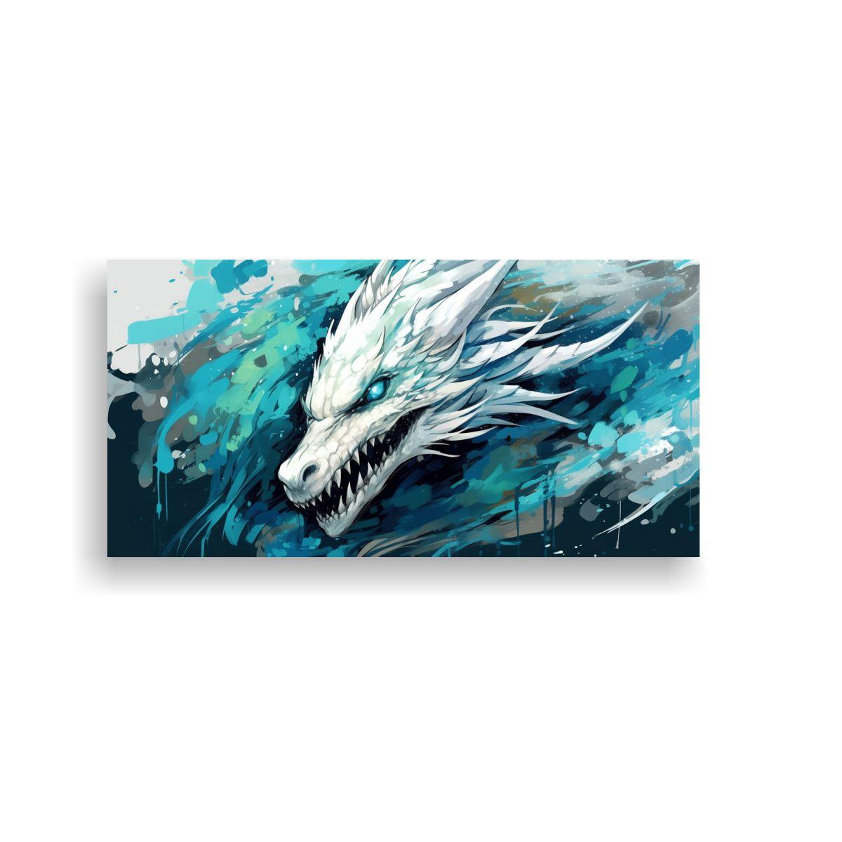 Pintura Decorativa Moderna: Dragón En Blanco Y 160x80 Cm-0