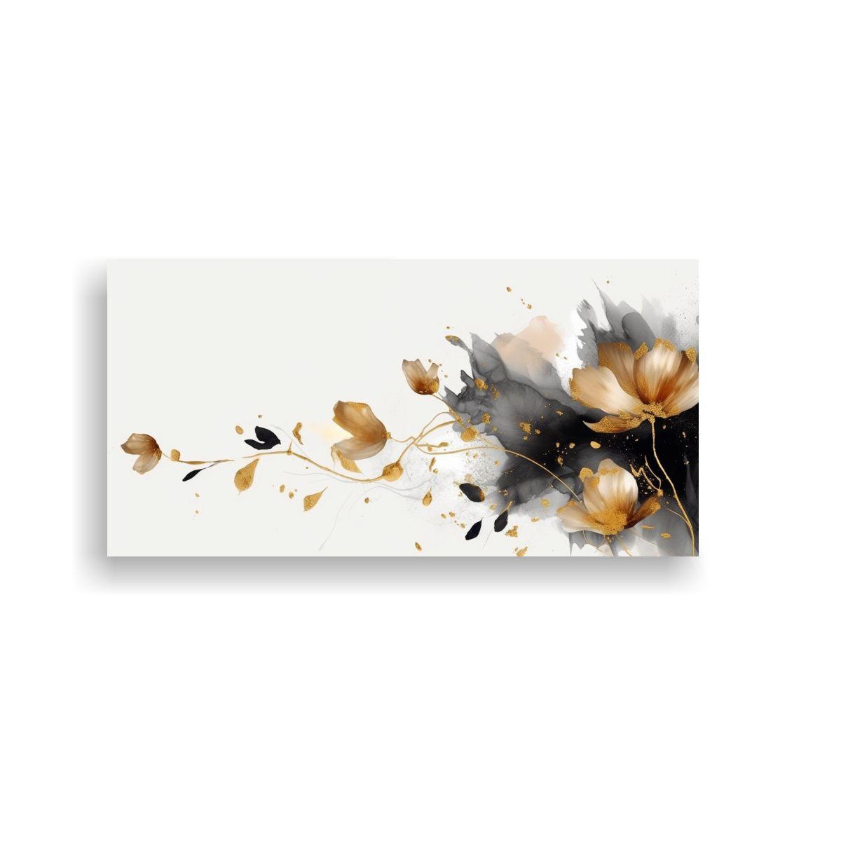 Cuadros Decorativos Abstractos Negros Y Dorados 140x70cm-0