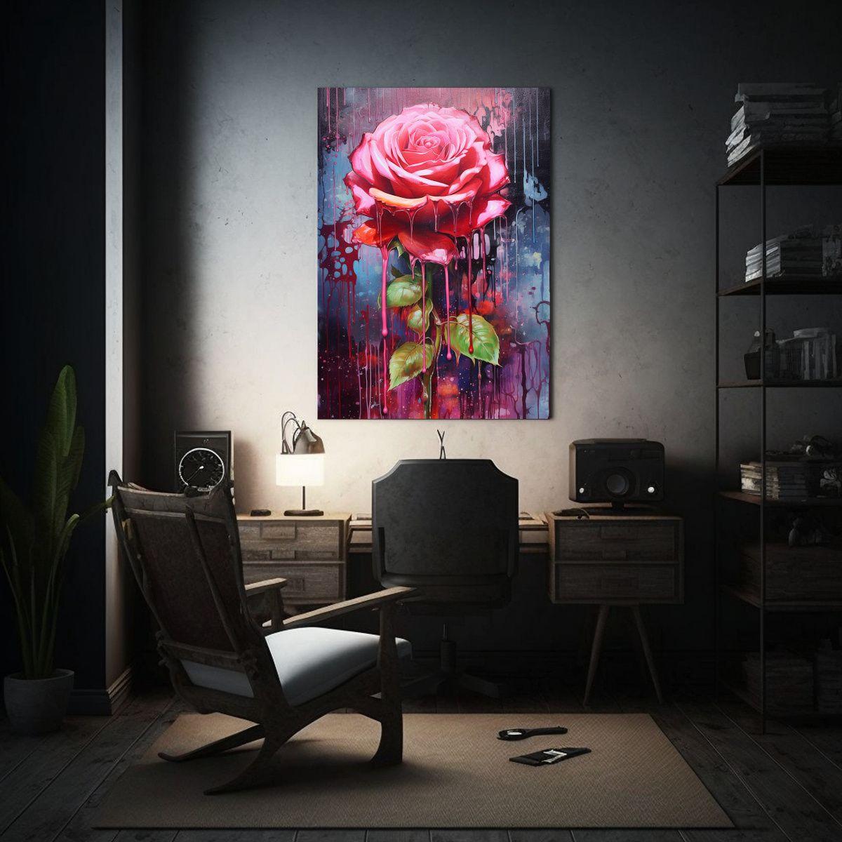 Pintura Decorativa Digital, Rosa Goteando 20x30 Cm-2