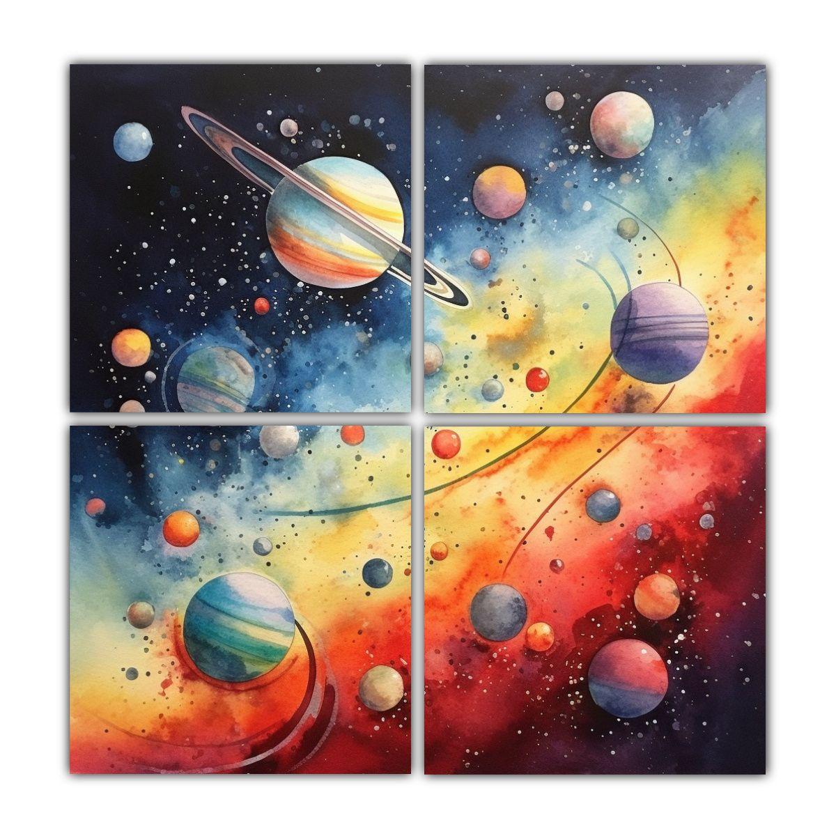 Cuatro Telas En Bastidor Inspiración Intenso 100x100 Cm-0