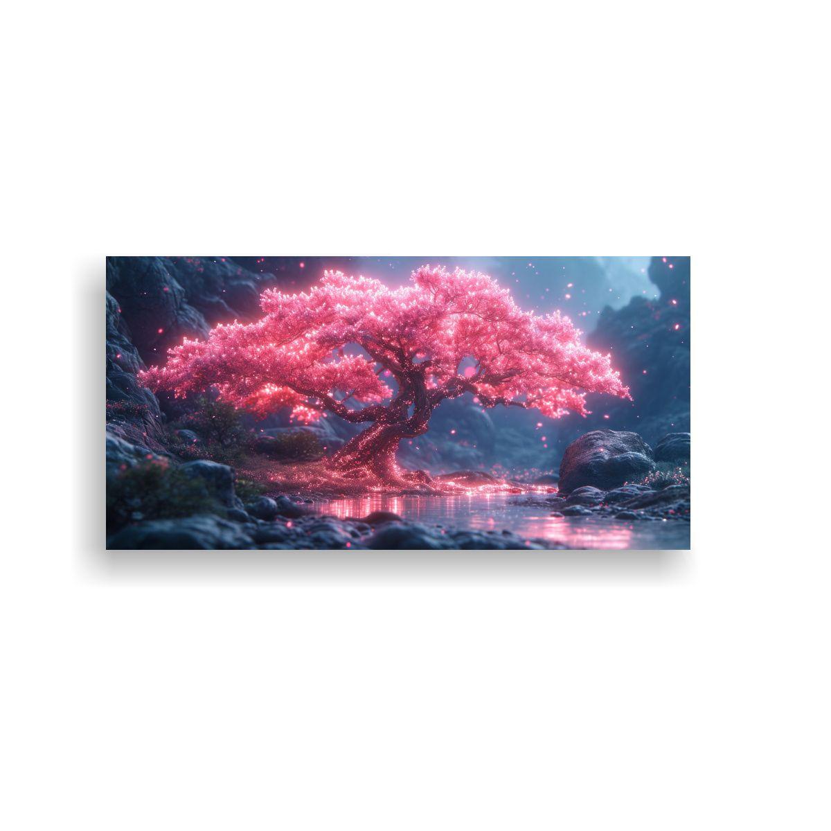 Pintura Decorativa Holográfica De Lienzo Rosa 40x20 Cm-0