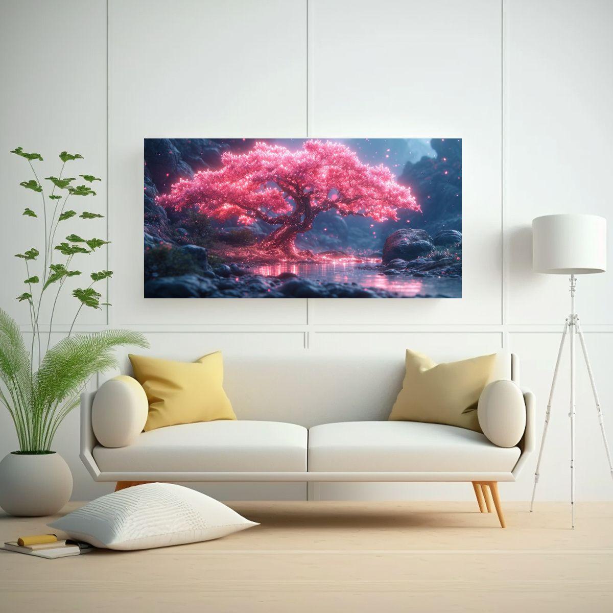 Pintura Decorativa Holográfica De Lienzo Rosa 40x20 Cm-2