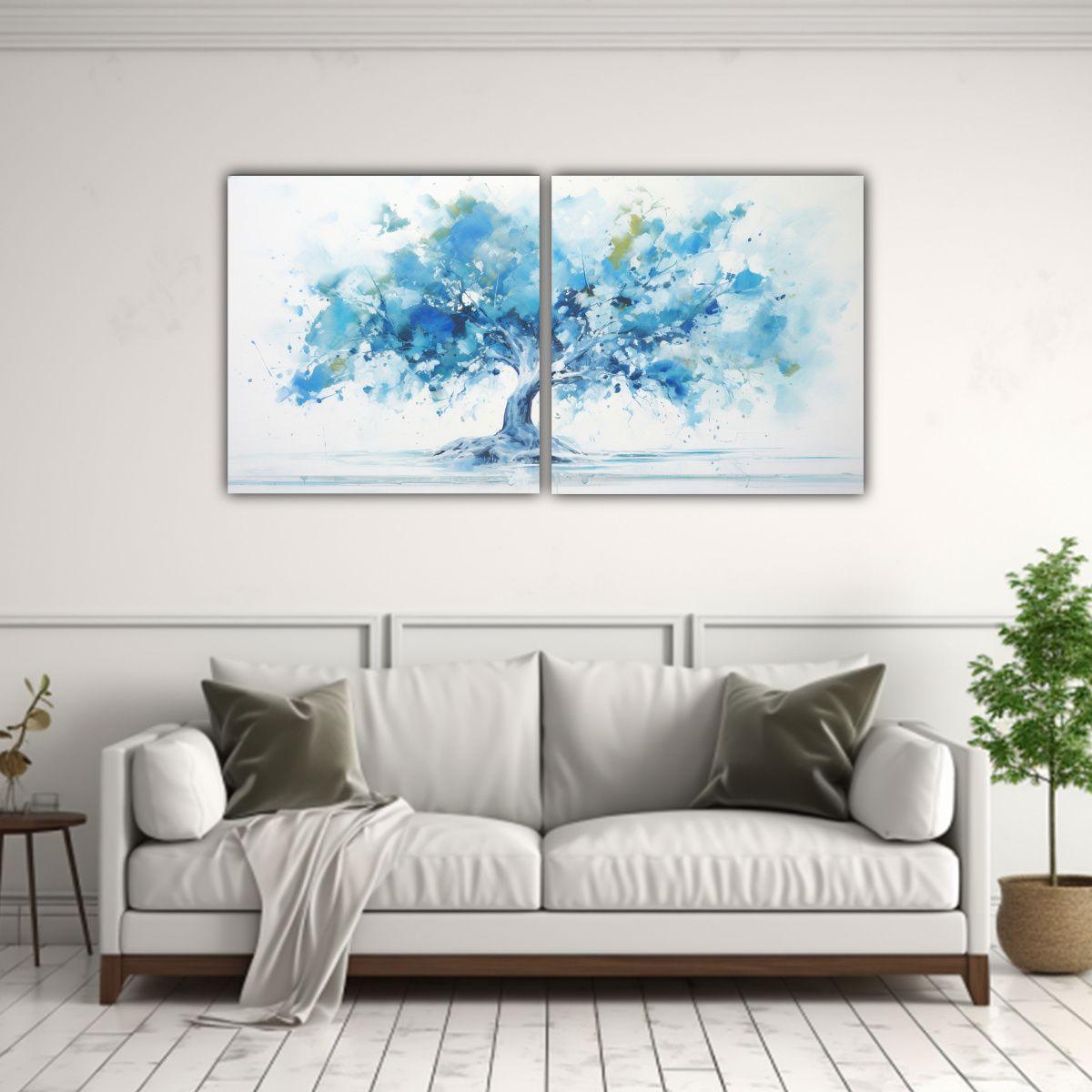 2 Cuadros De Arte Moderno De Culturar Un Árbol 40x20 Cm-2