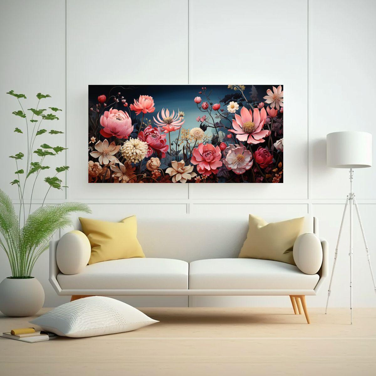 Cuadro Floral Abstracto Con Sobres Rosas: 60x30 Cm-2