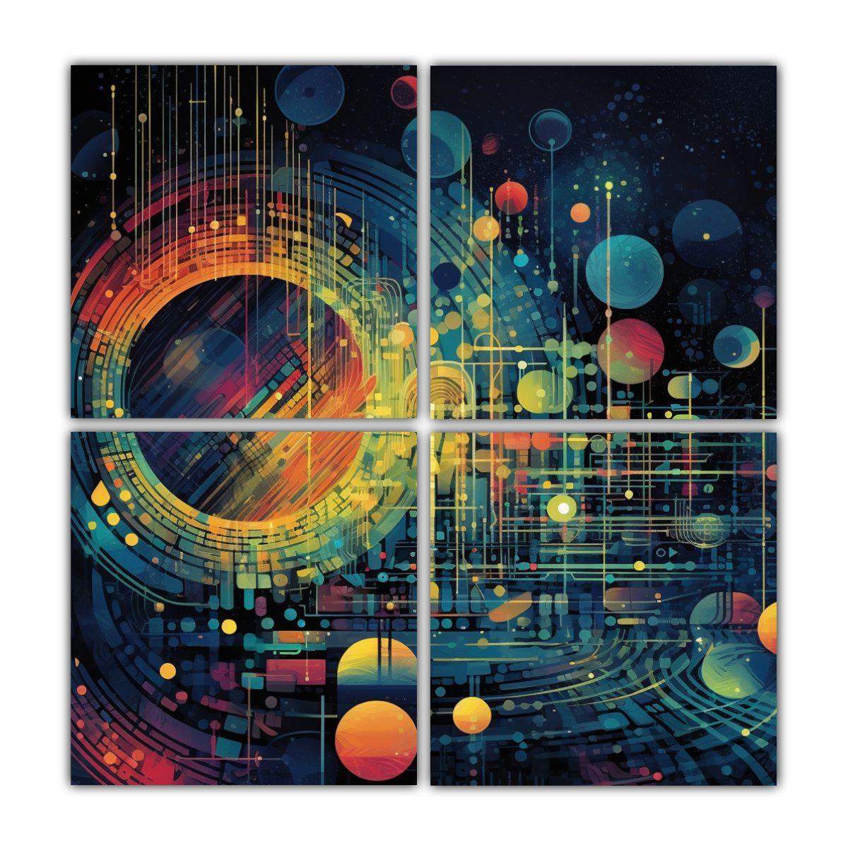 Cuatro Lienzos De Decoración Sintética Clásica 160x160 Cm-0
