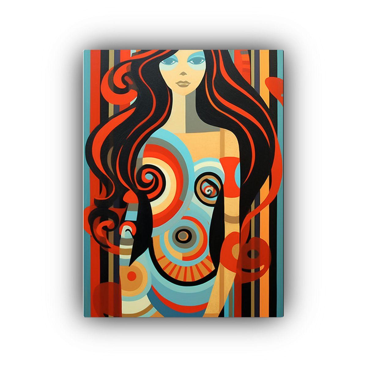 Pintura Acuarela Mujer Hermosa Con Cabello Fluido 20x30 Cm-0