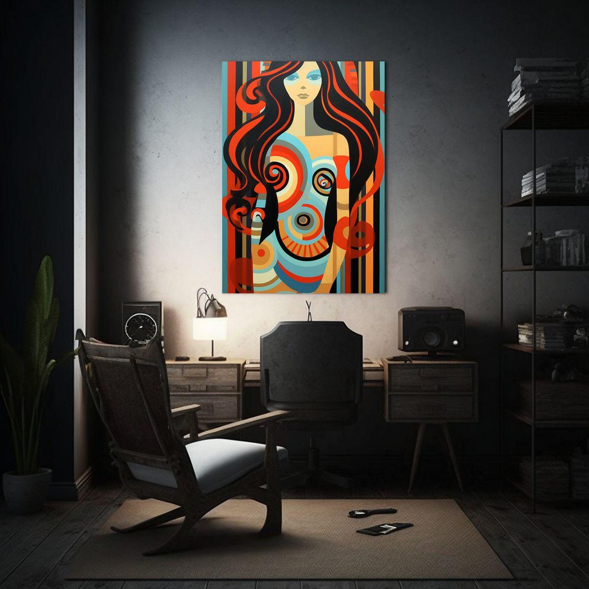 Pintura Acuarela Mujer Hermosa Con Cabello Fluido 20x30 Cm-2