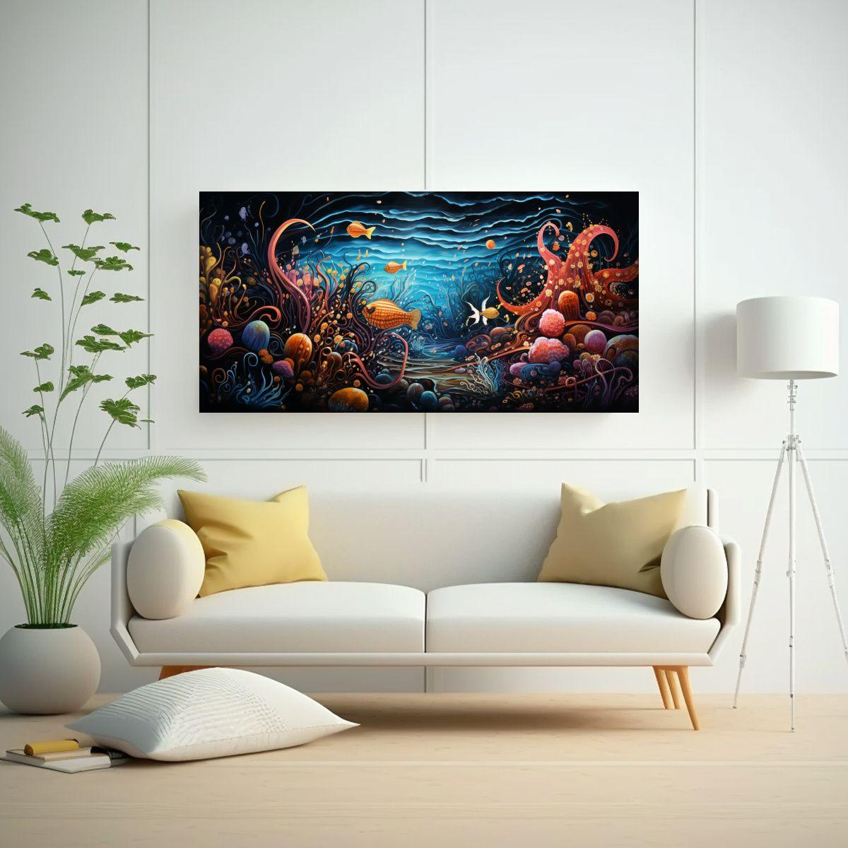 Cuadros Abstracción Lineal Misterios Del Océano 100x50 Cm-2