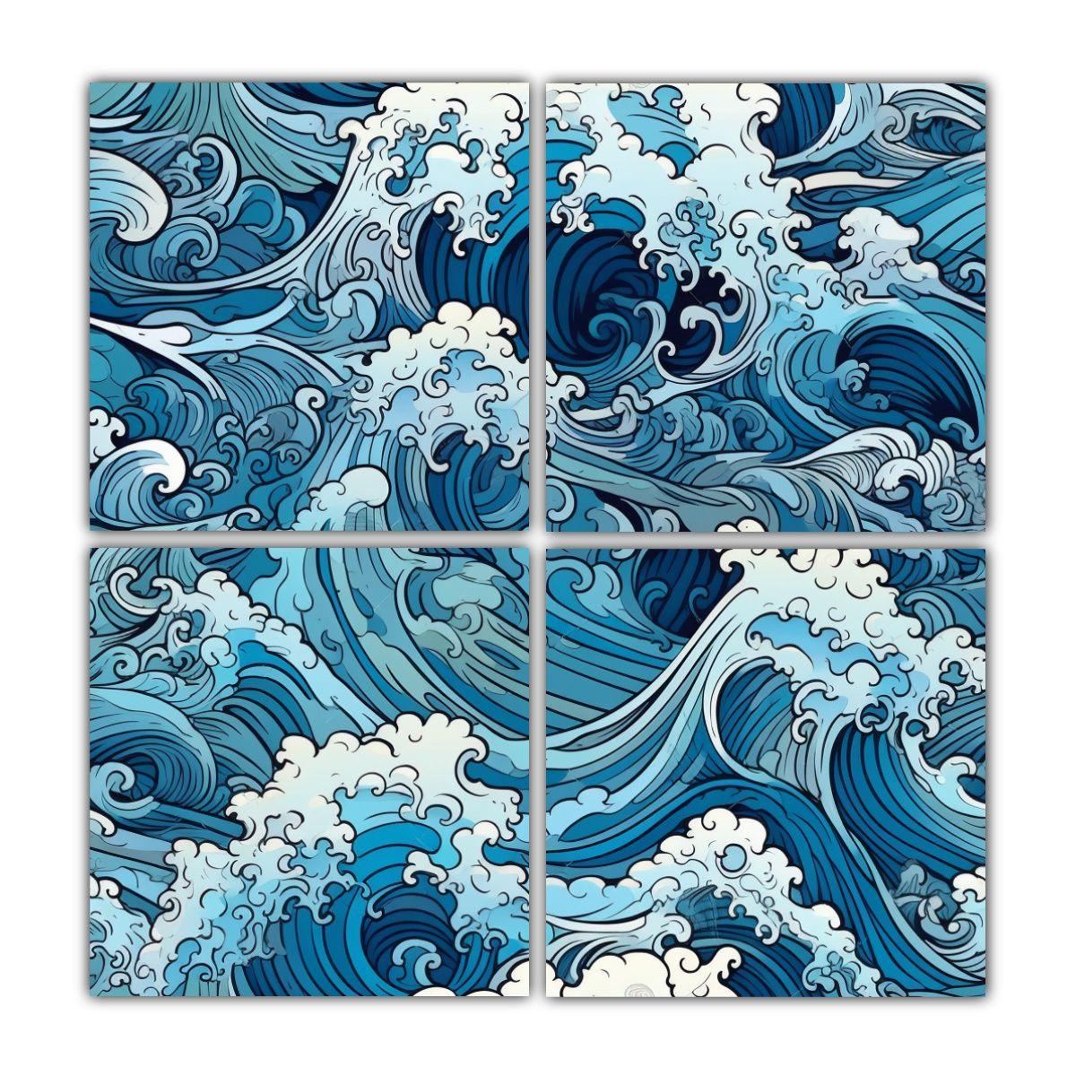 Pinturas Decorativas De Cuadriptico Calidos Vida 140x140 Cm-0