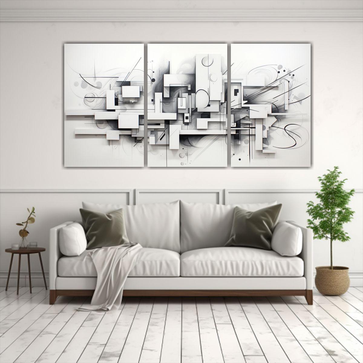 Cuadros Dibujo Modernidad En Blanco Y Gris 240x120 Cm-2