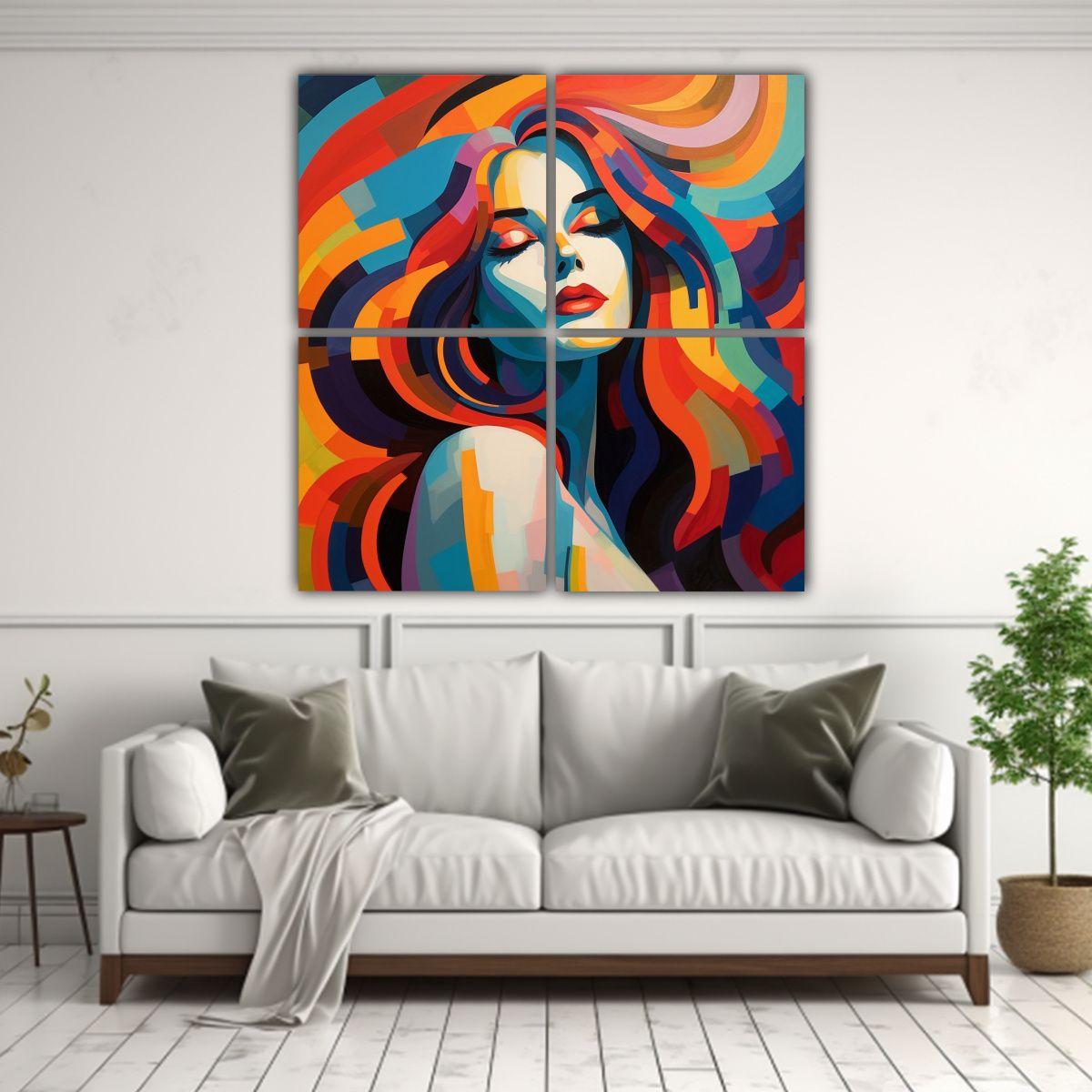 Cuadro Temático Para Comedor: Mujer Con Cabello 200x200 Cm-2
