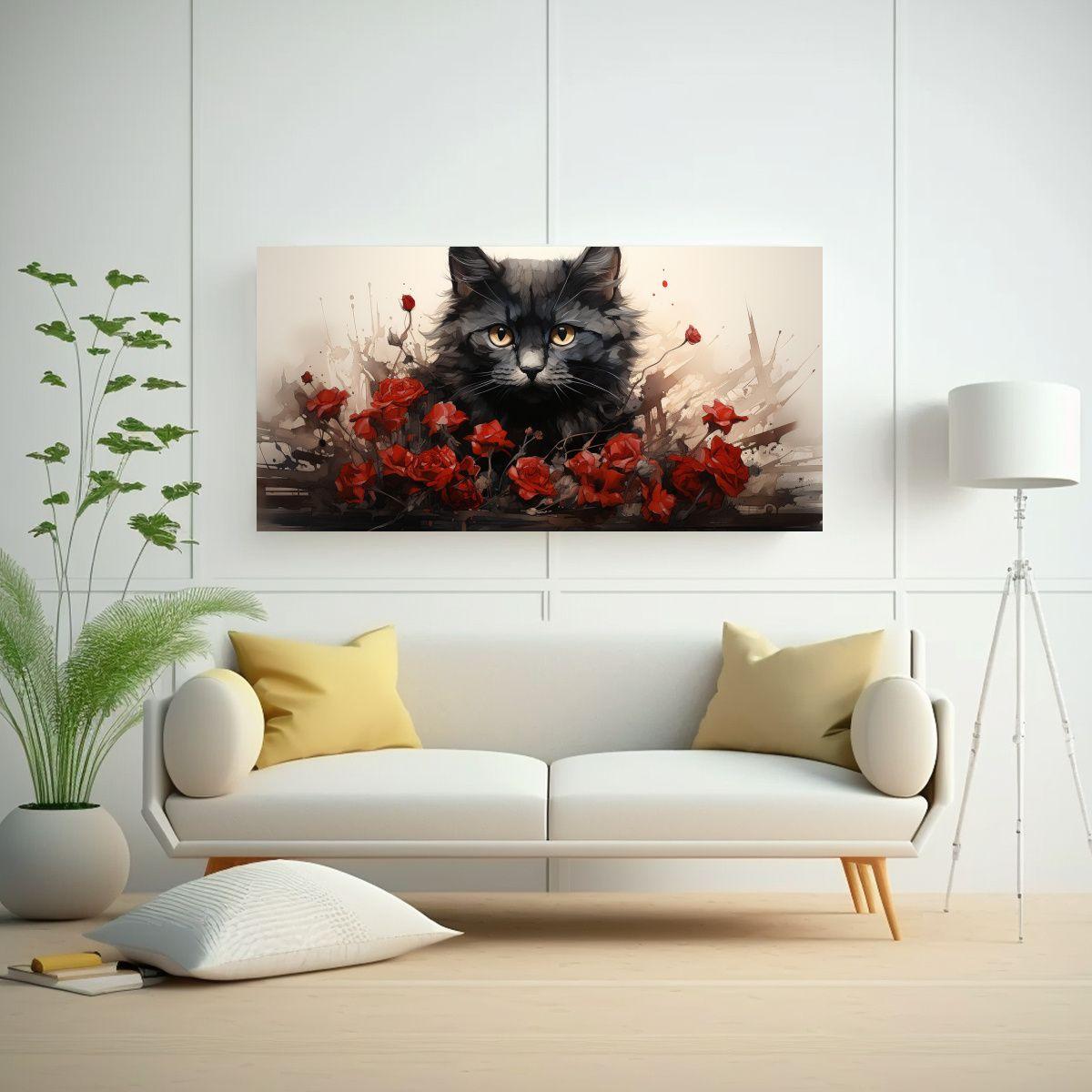 Cuadro Lienzo Equilibrio Gatos Apilados Estilo 40x20cm-2