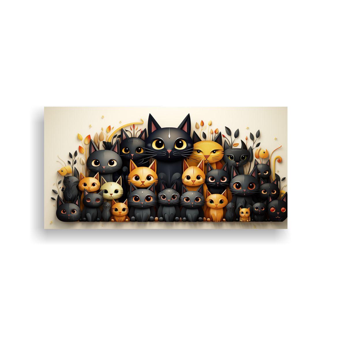 Pinturas De Decoración Con Tema De Gato Negro 100x50cm-0