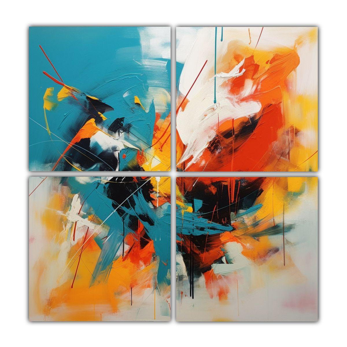 Cuadros Abstractos Energéticos De Pintura Moderna 120x120 Cm-0