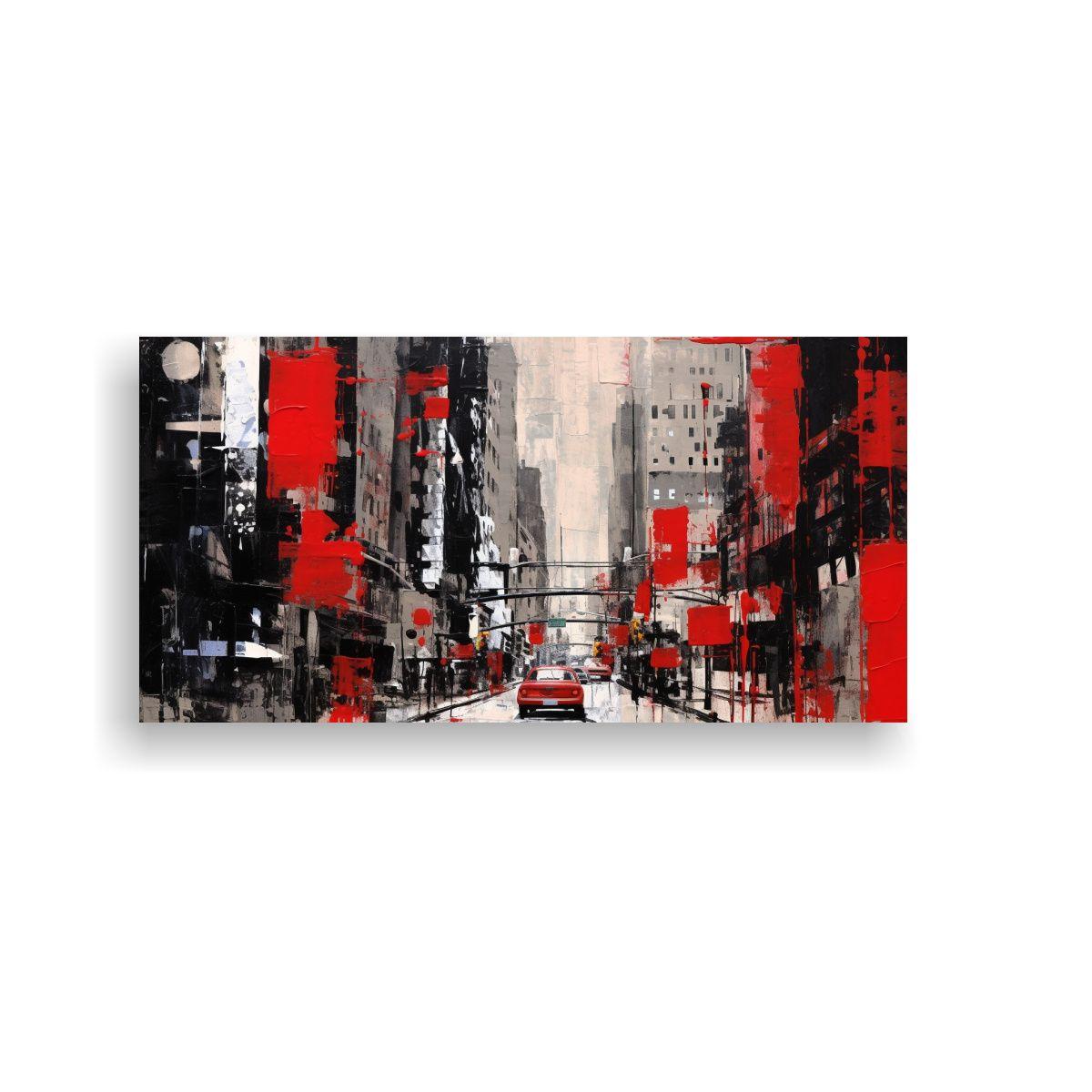 Cuadro Abstracto De Ciudad Roja Con Detalles 120x60cm-0
