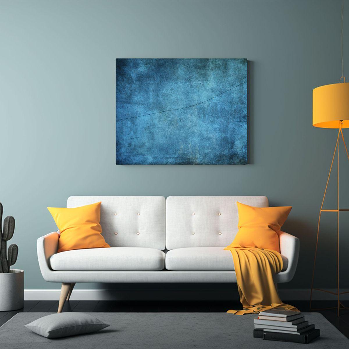 Pinturas Decorativas Grunge Azul Y Negro Con Tema Alegre 75x50cm-2