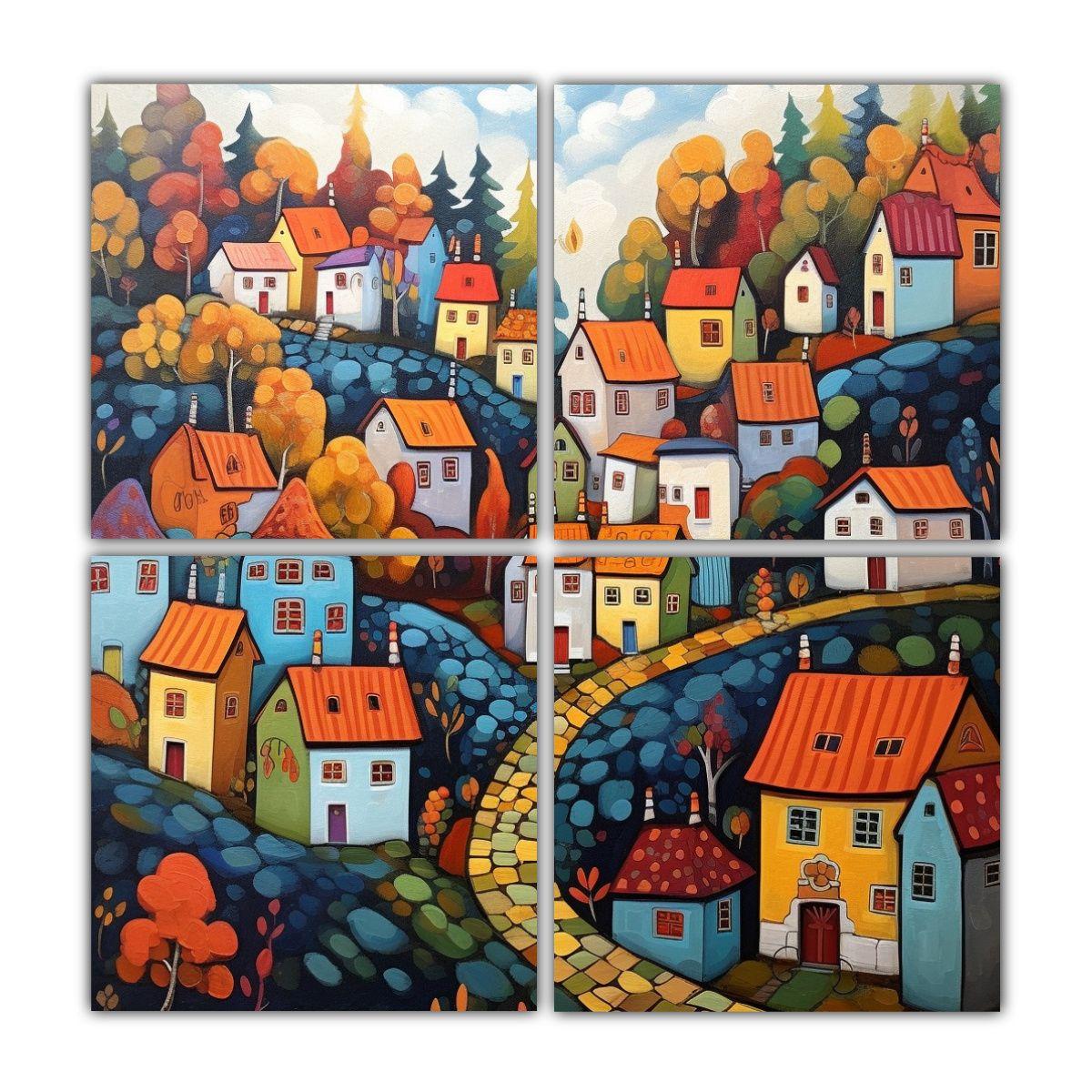 Pinturas Decorativas Originales Estilo Pueblo 200x200 Cm-0