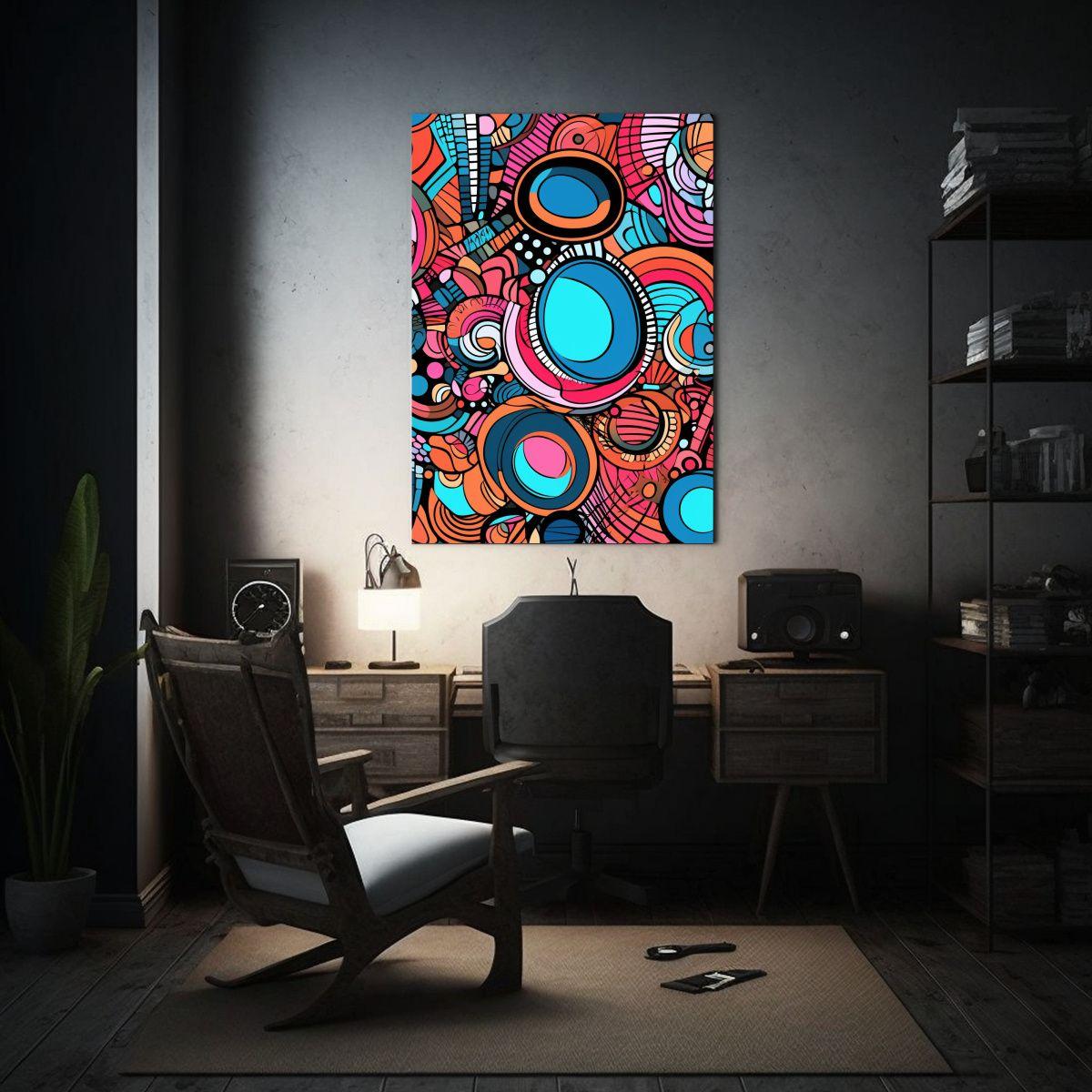 Pintura Decorativa De Lienzo Moderno Combinación De óvalos 50x75cm-2