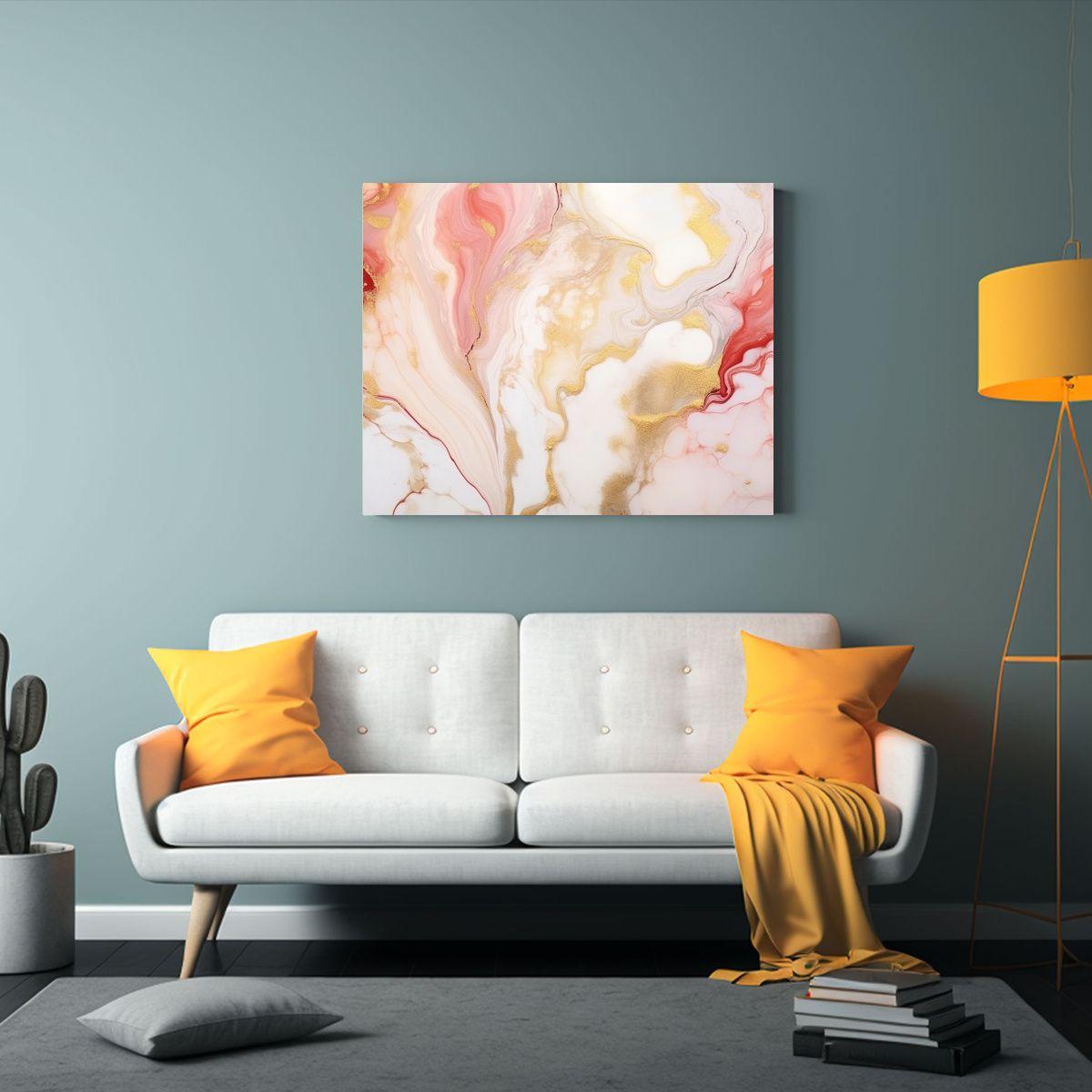 Pintura Abstracta Natural En Lienzo Vintage Con Combinación 75x50cm-2