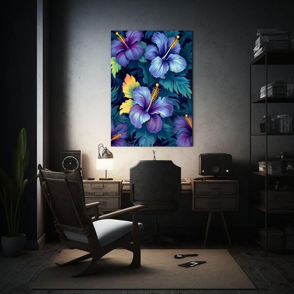 Lienzo Creativa Hibisco Tropical Azul Morado 50x65cm-2