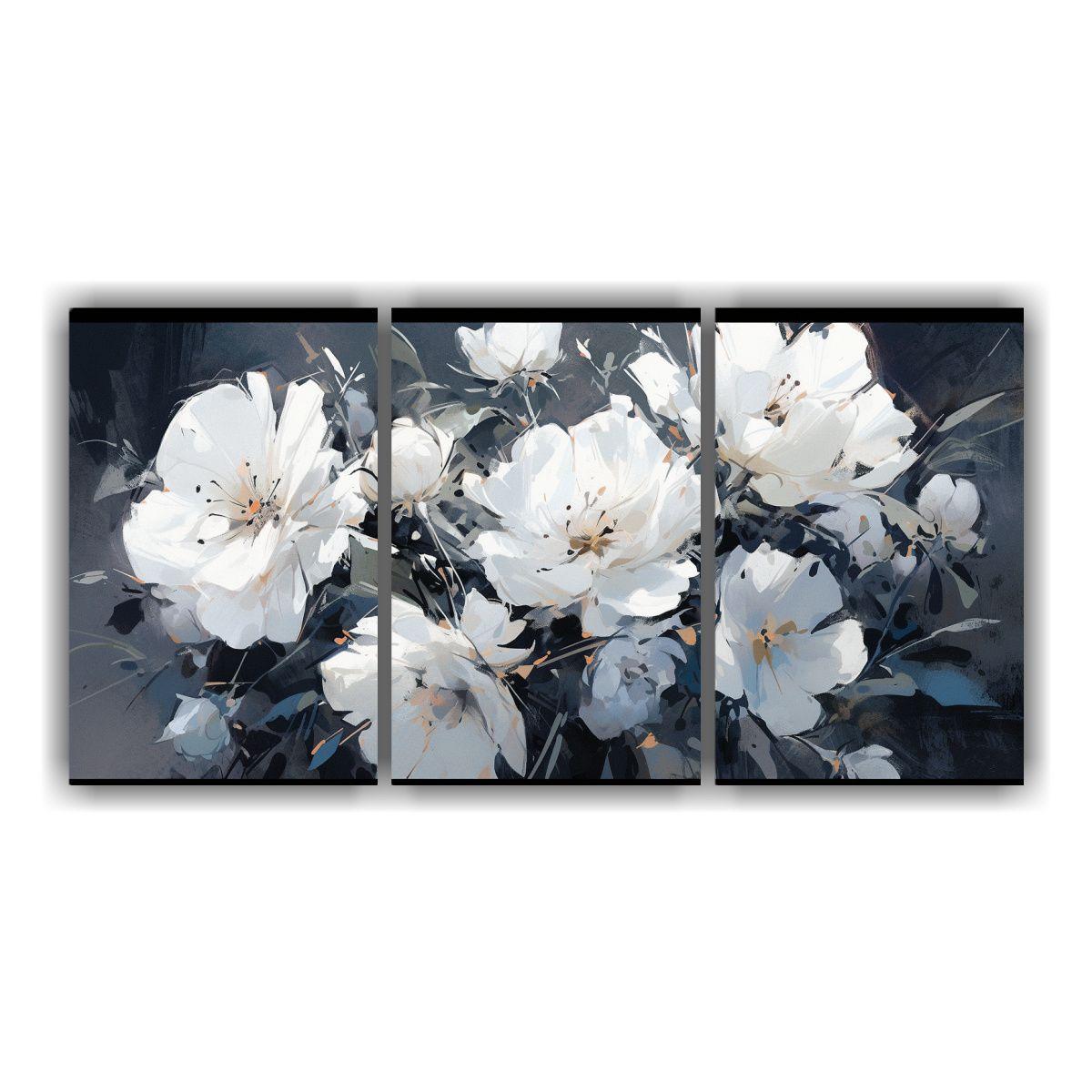 Pinturas De Flores En Blanco Y Negro En Bastidor 120x60 Cm-0