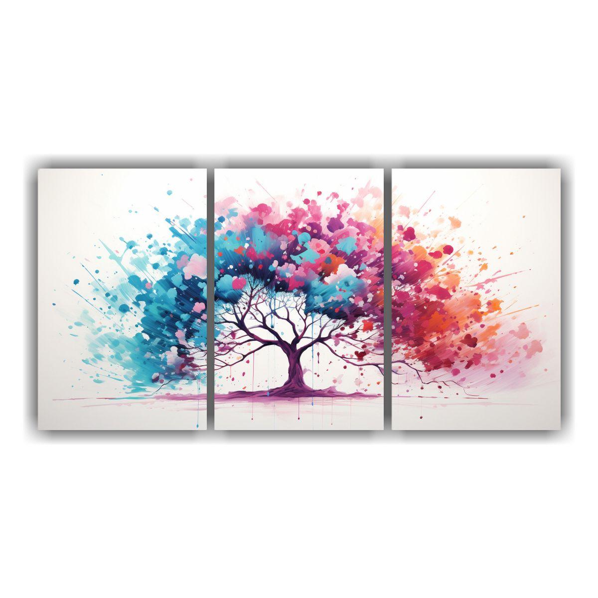 Pintura Abstracta árbol Tropical Colores 90x45 Cm-0
