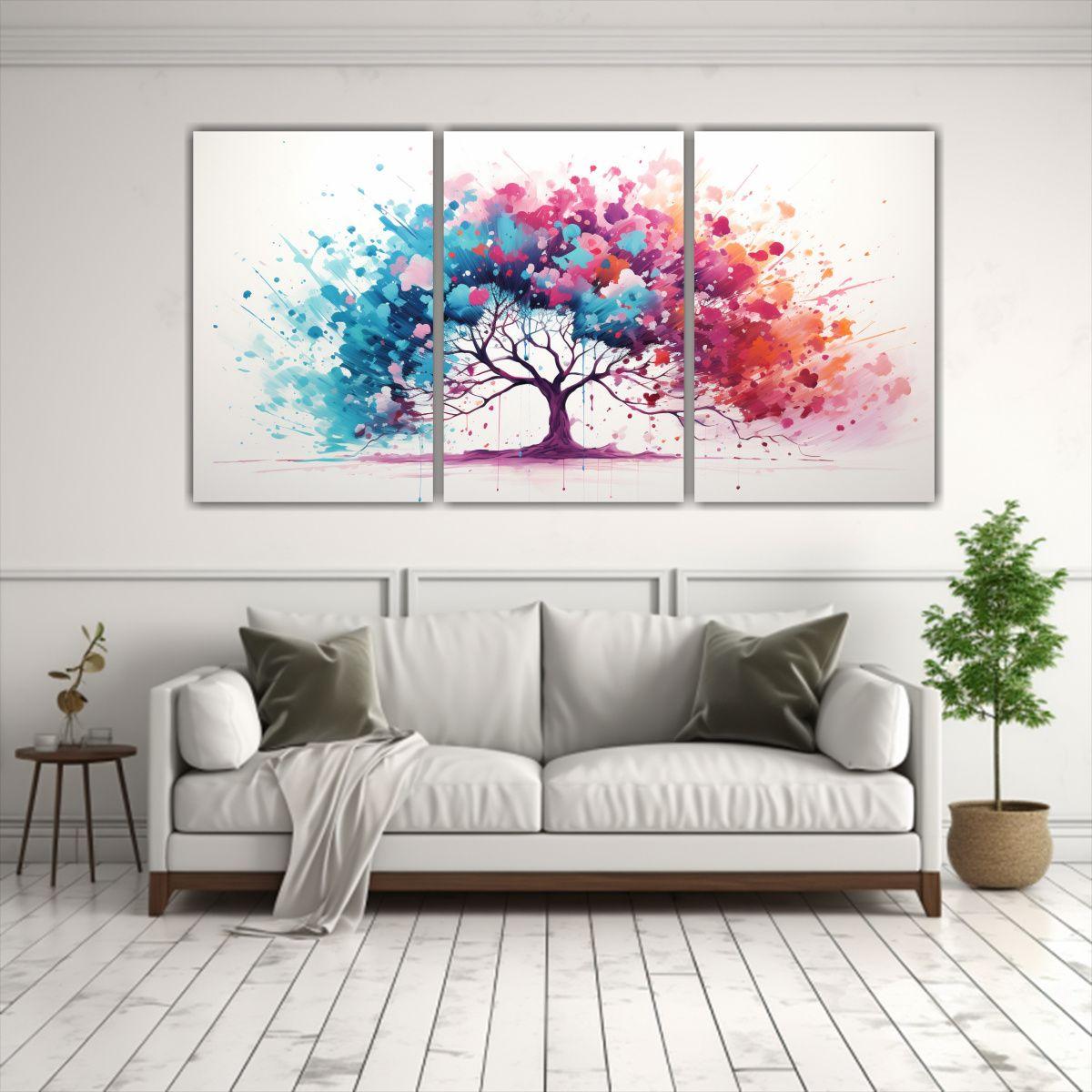 Pintura Abstracta árbol Tropical Colores 90x45 Cm-2