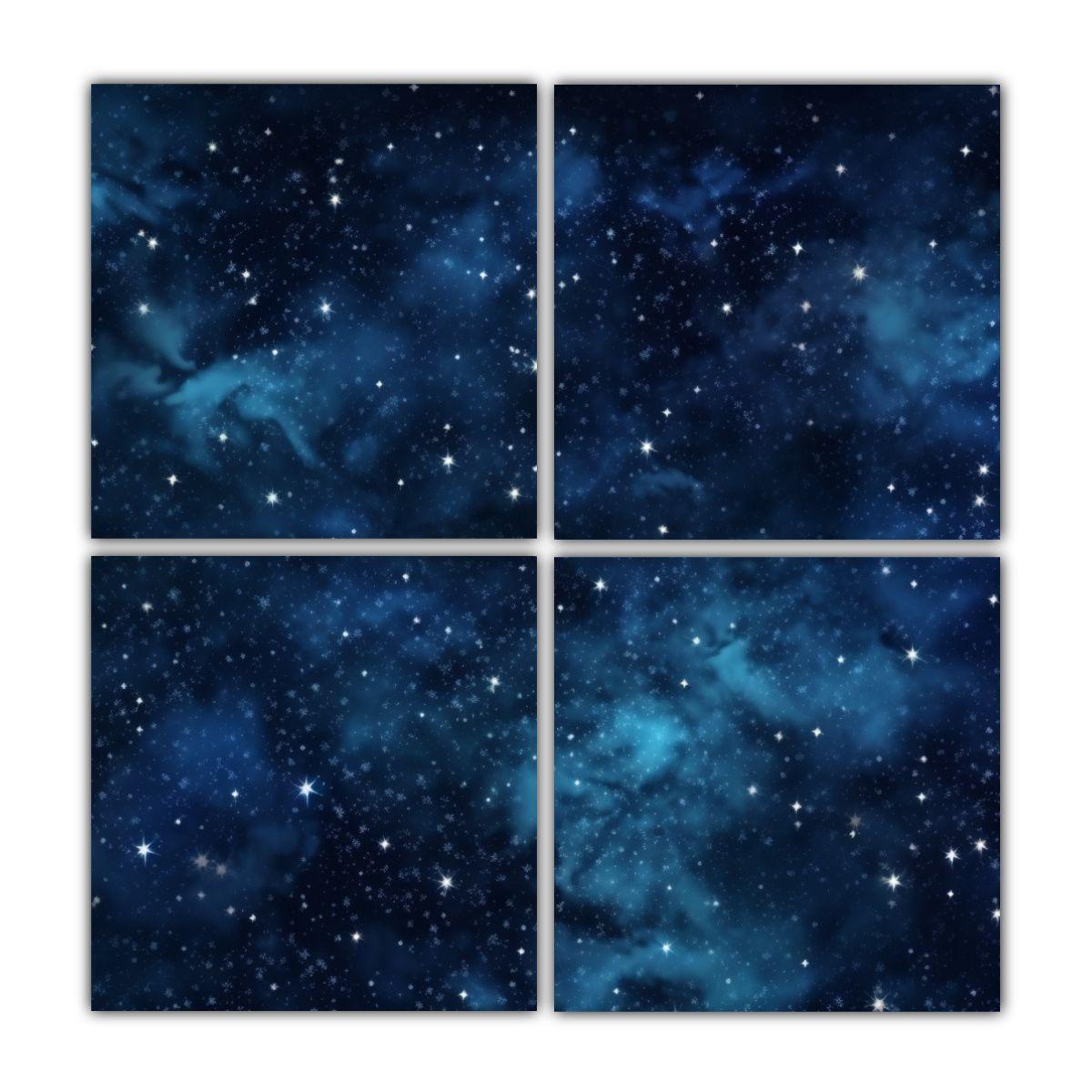 Cuatro Lienzos Movimiento Estrellas Textura Alta 120x120 Cm-0