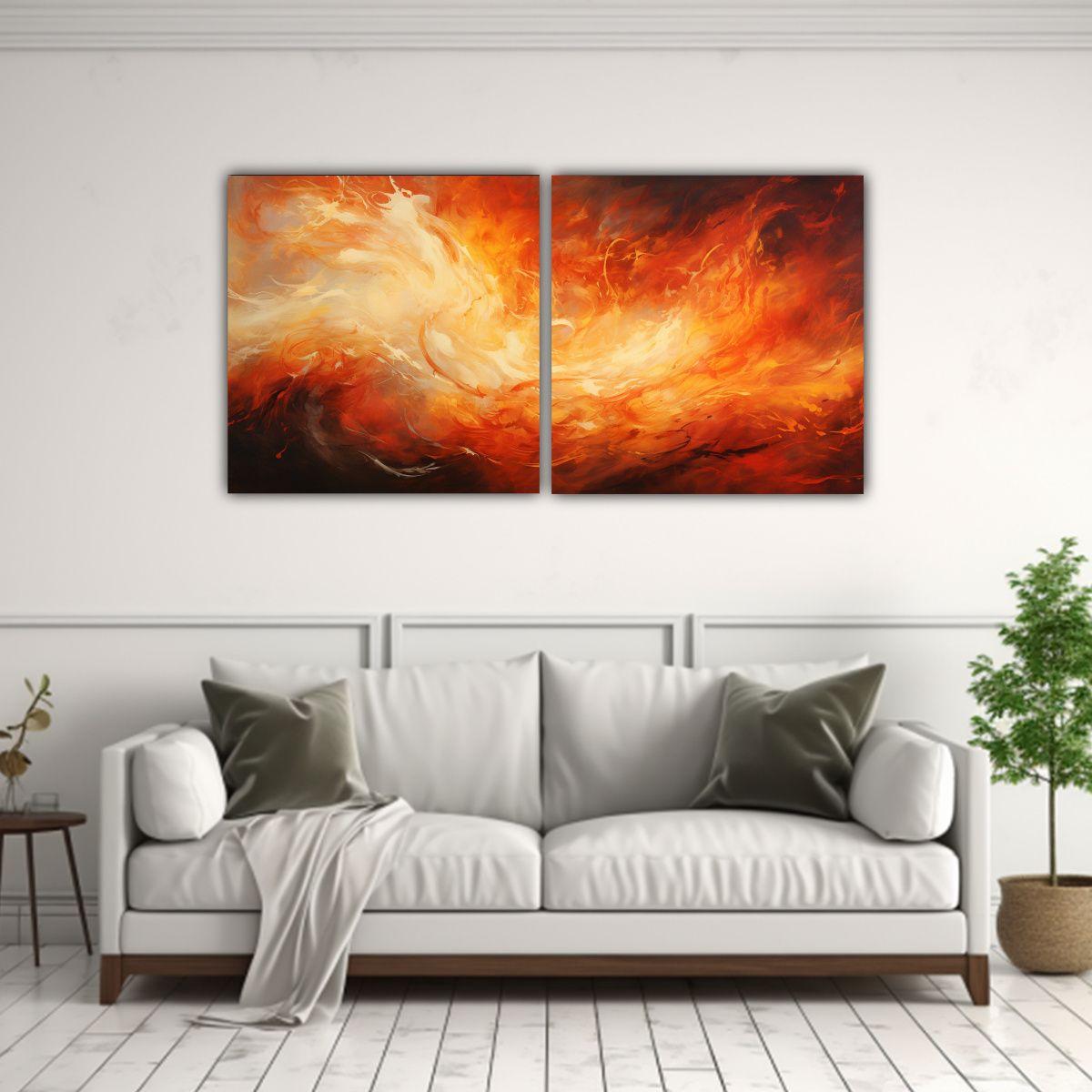 Pintura Moderna Abstracta Para Habitación: 40x20 Cm-2