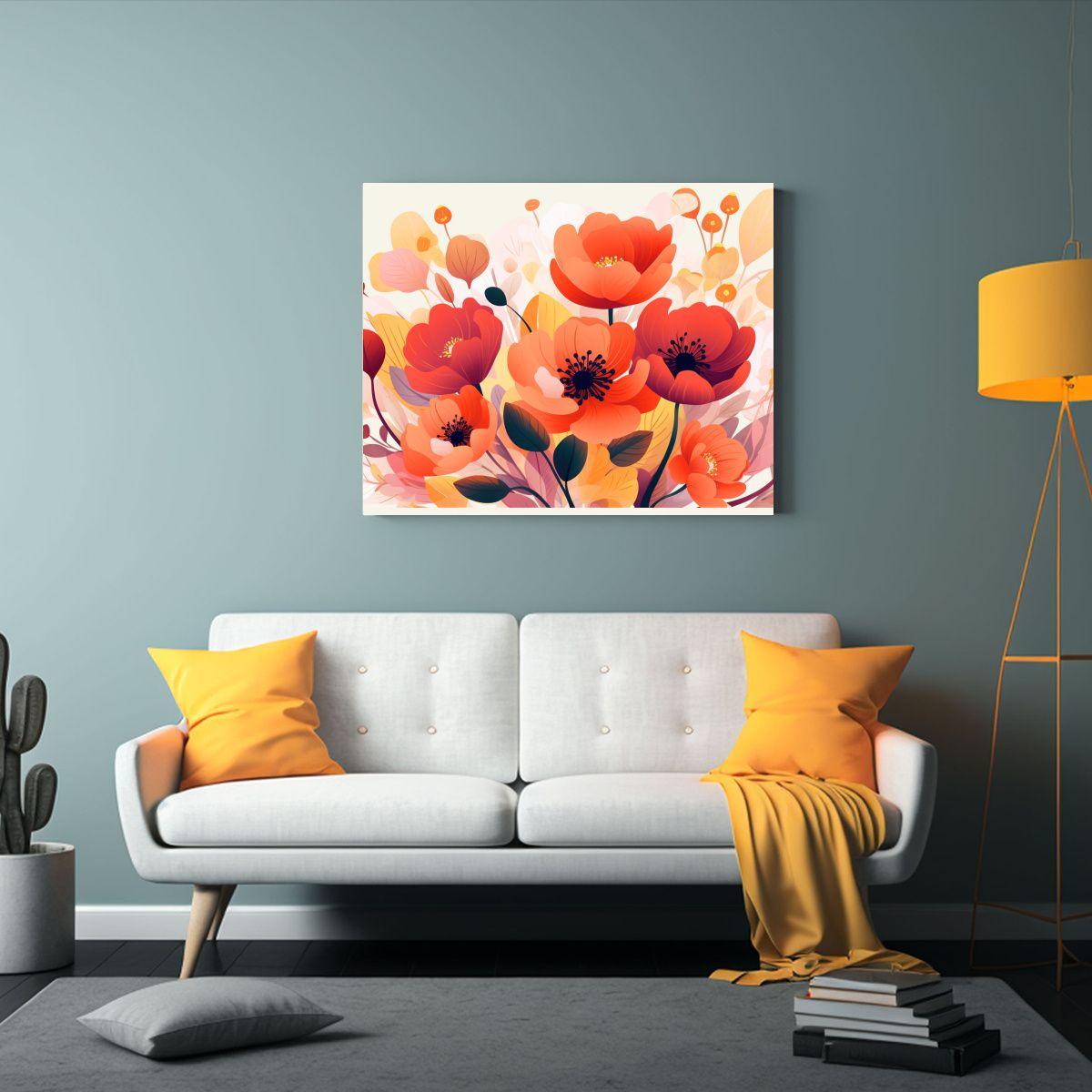 Tela En Bastidor Con Diseño Floral Y Espacio Para Texto 50x40cm-2