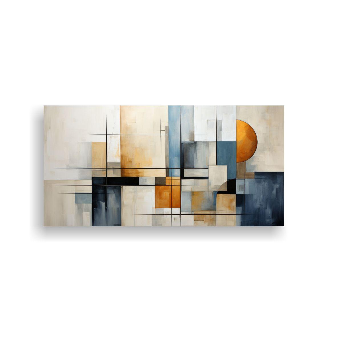 Pintura Abstracta Geometría En Colores Neutros 140x70cm-0