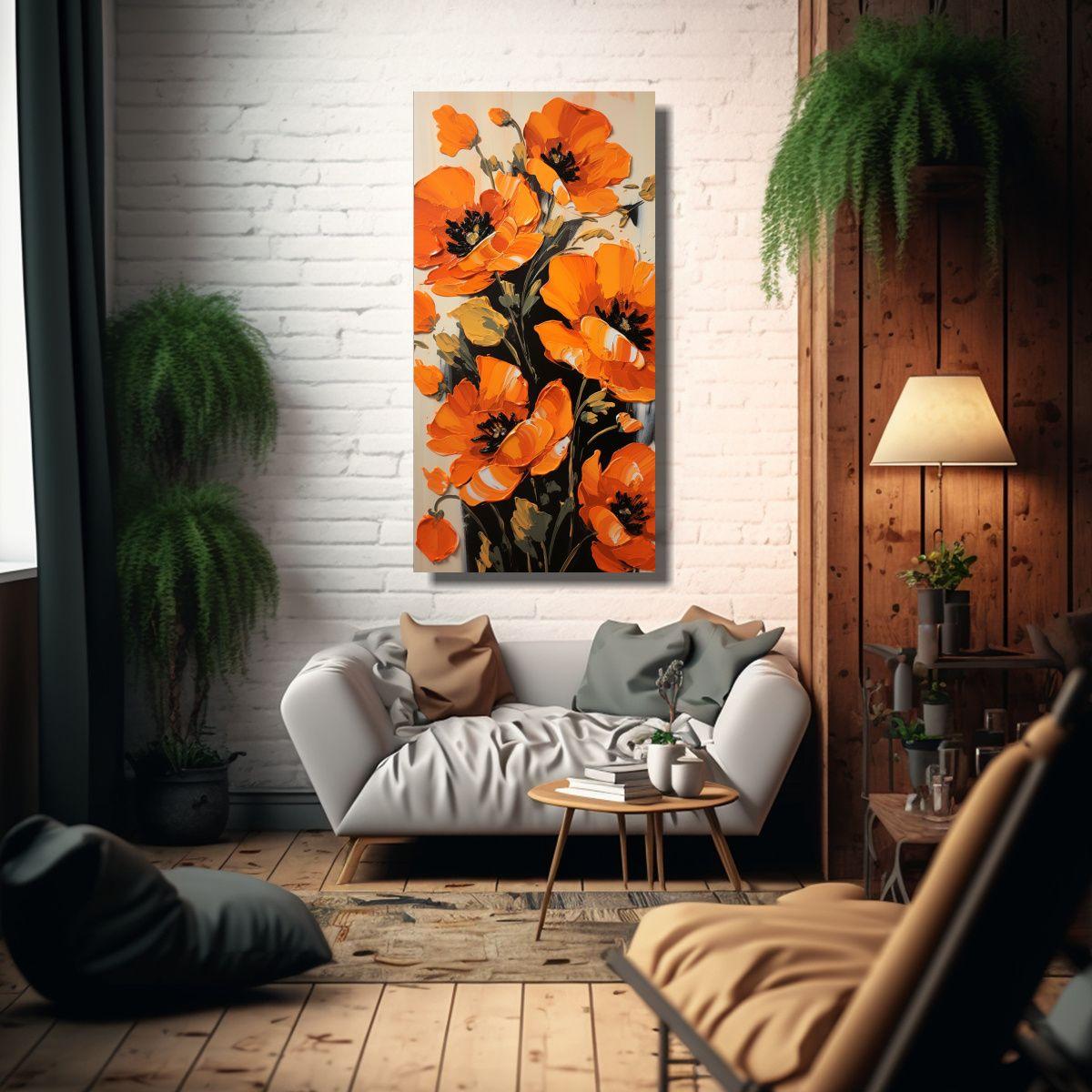 Tela En Bastidor Fotografía Arte Callejero Flor 20x40cm-2