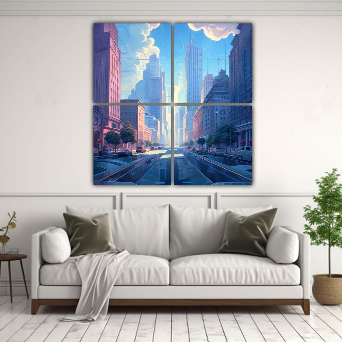 Cuadros Urbanos Exclusivos Amanecer Ciudad 60x60 Cm-2