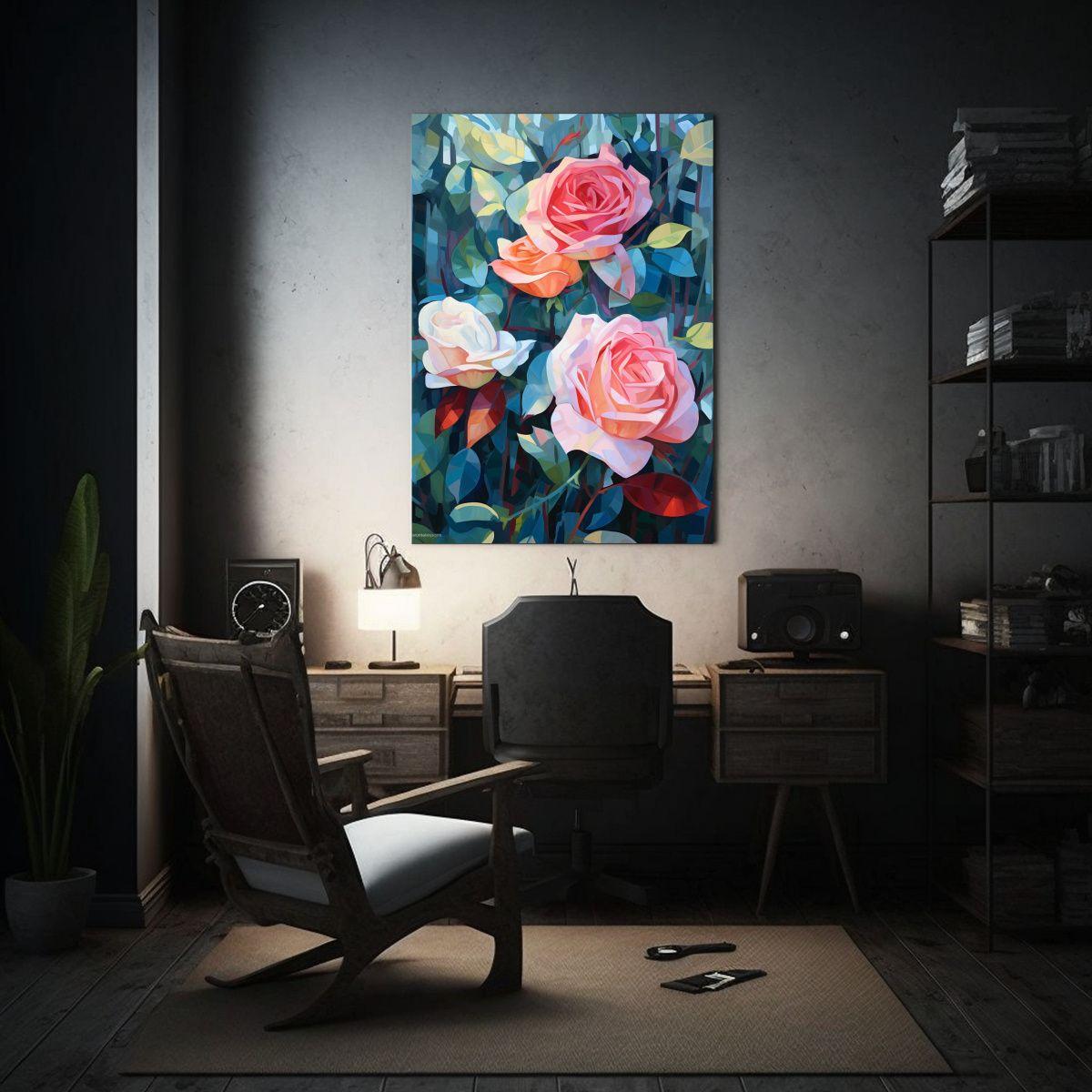 Cuadro Diseño Belleza Natural Con Rosas Rosadas, 20x30cm-2