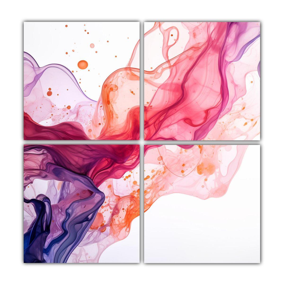Cuadriptico Abstracto Exclusivo Líneas Finas 120x120 Cm-0